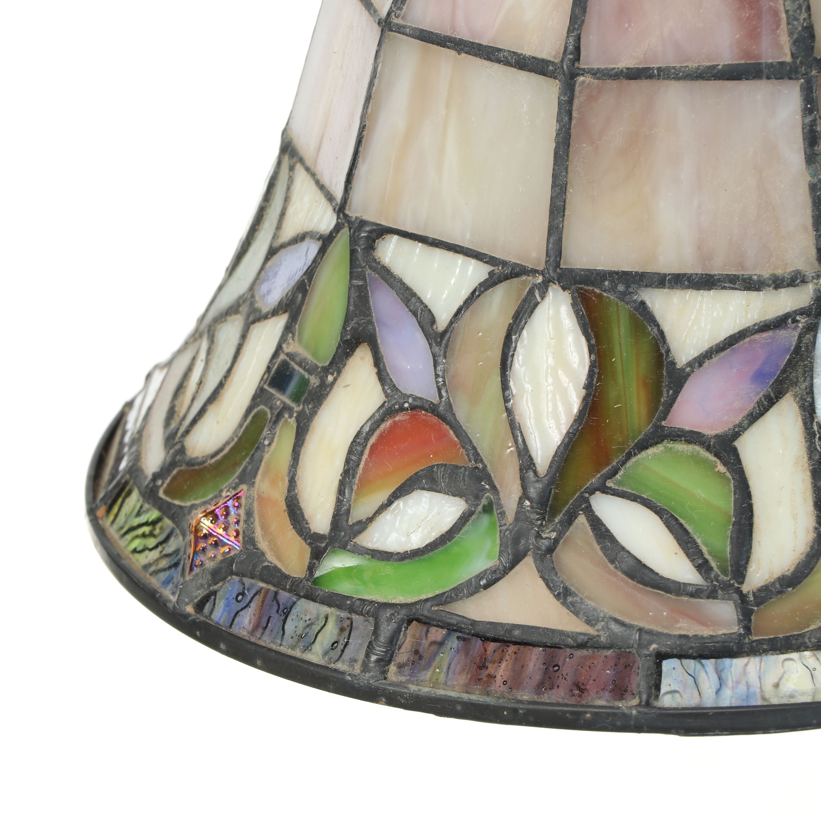 Art Nouveau Style Three Arm Slag Glass Pendant Light