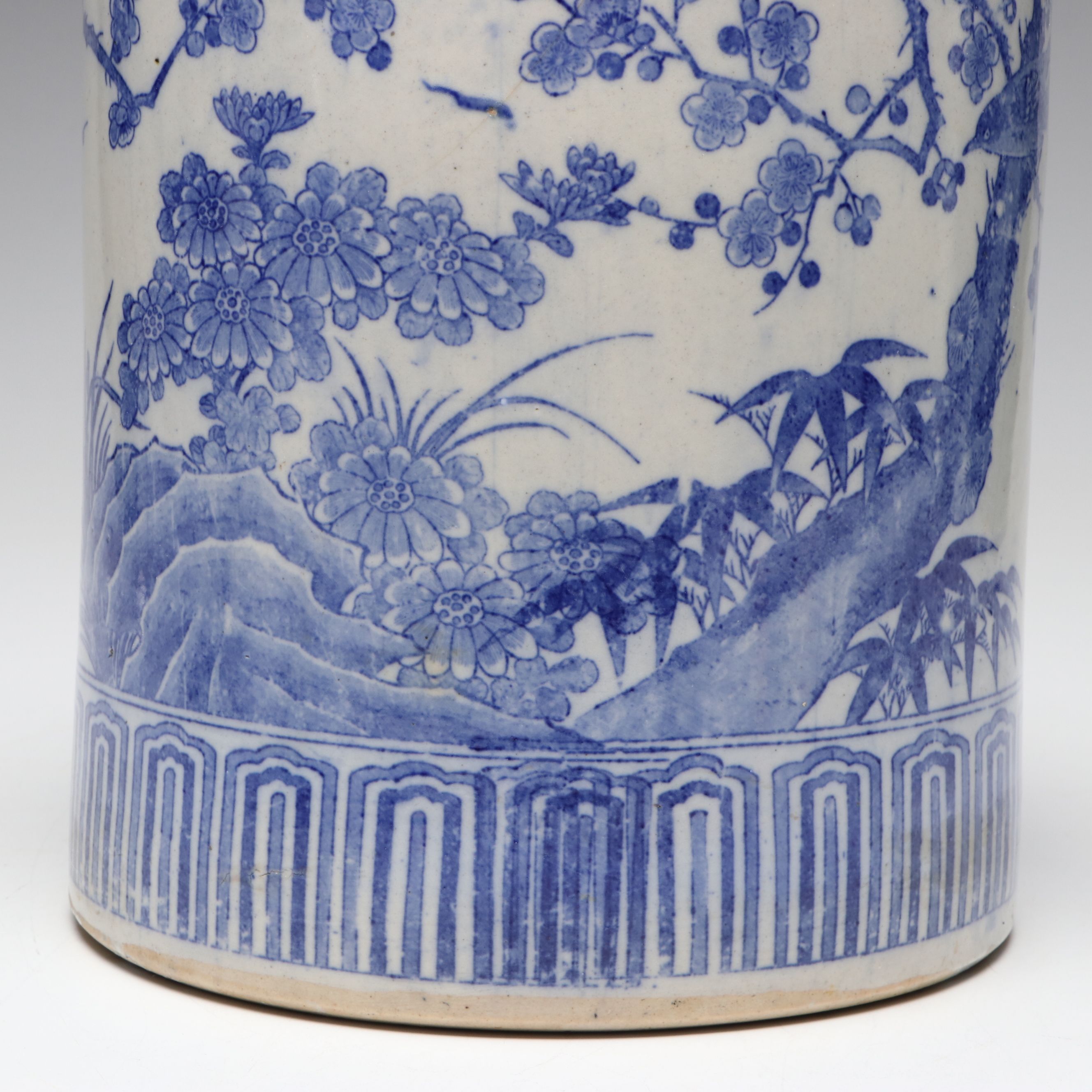 Japanese Blue and White Transferware Ceramic Pot