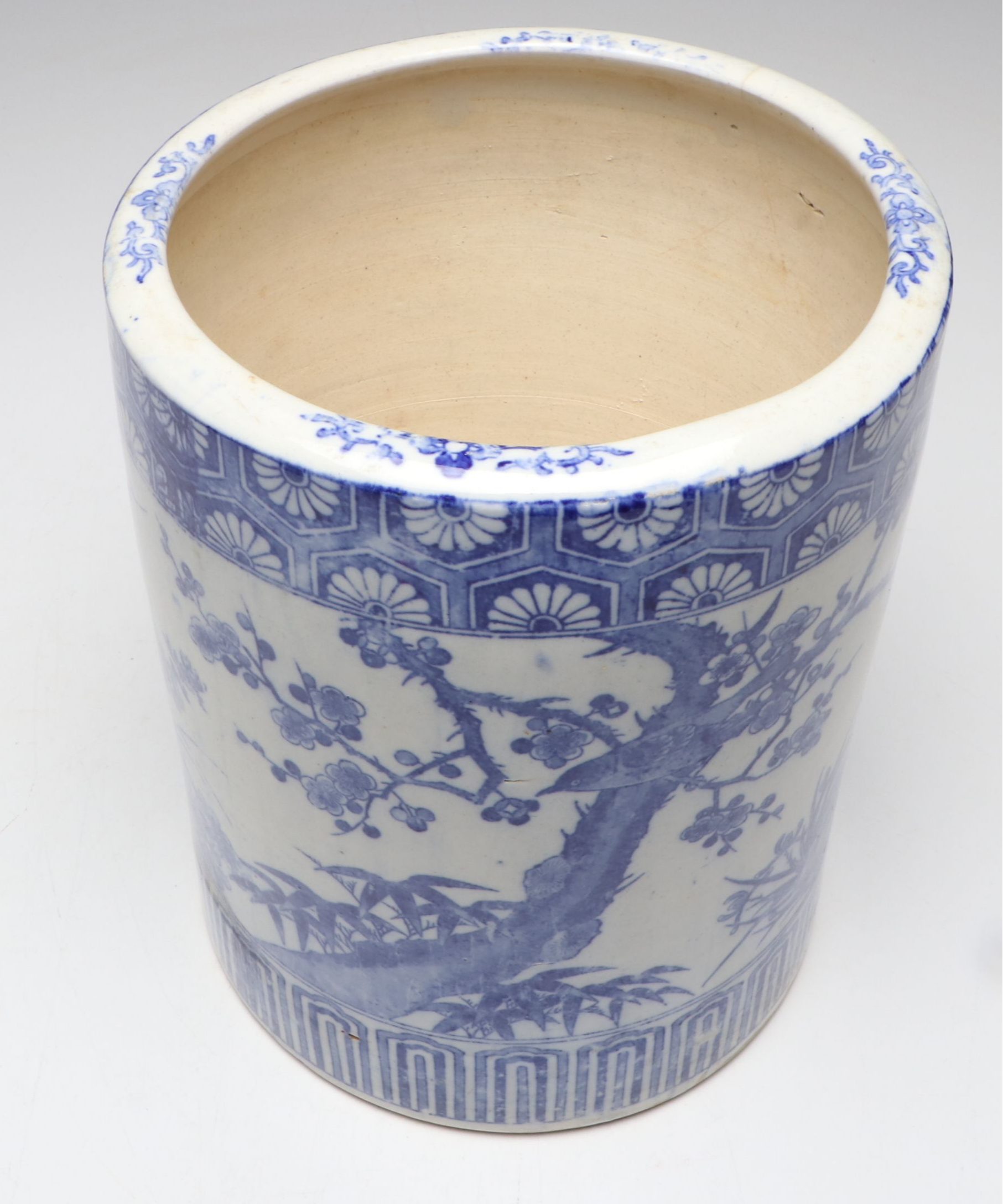 Japanese Blue and White Transferware Ceramic Pot