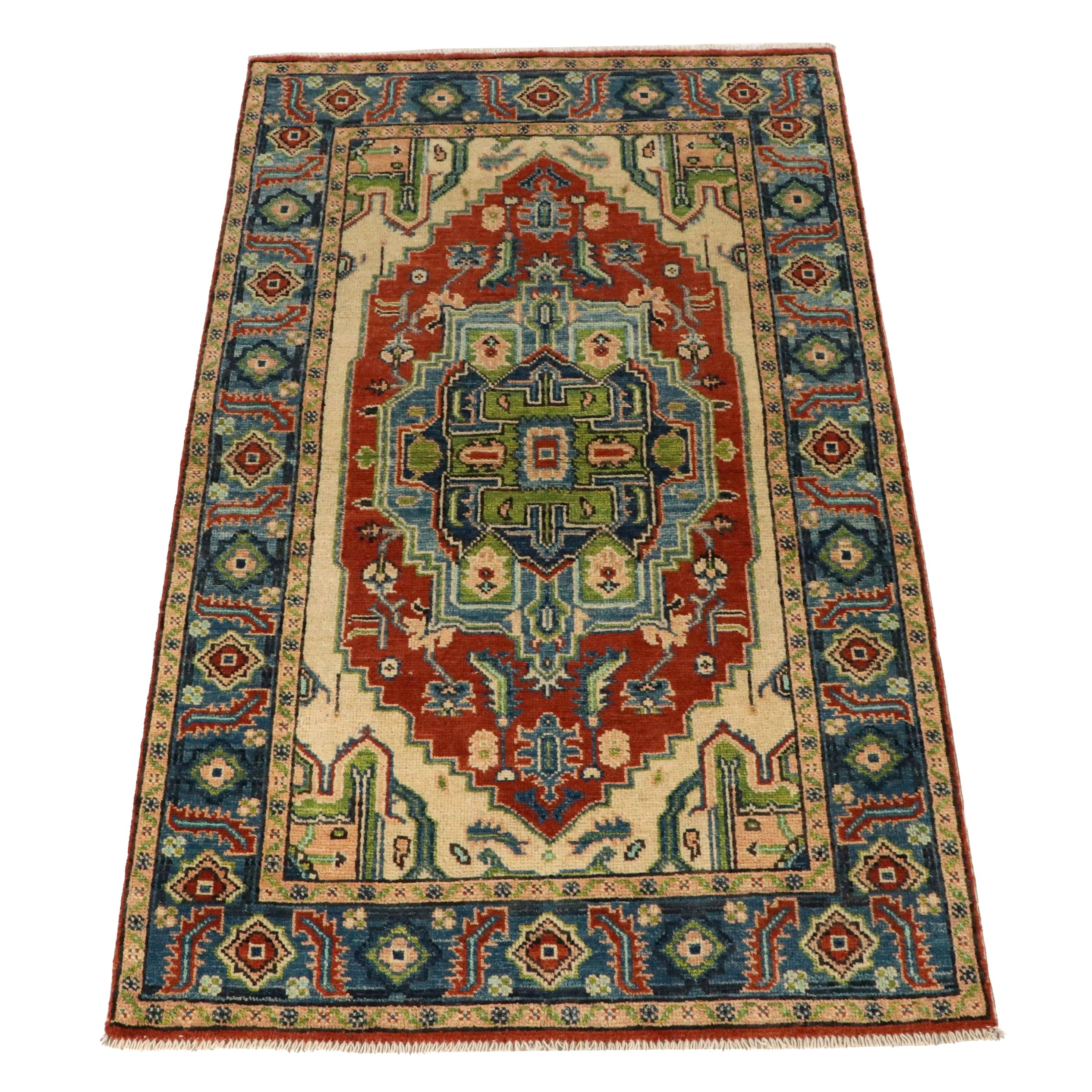 3' x 4'11 Hand-Knotted Afghan Kazak Accent Rug