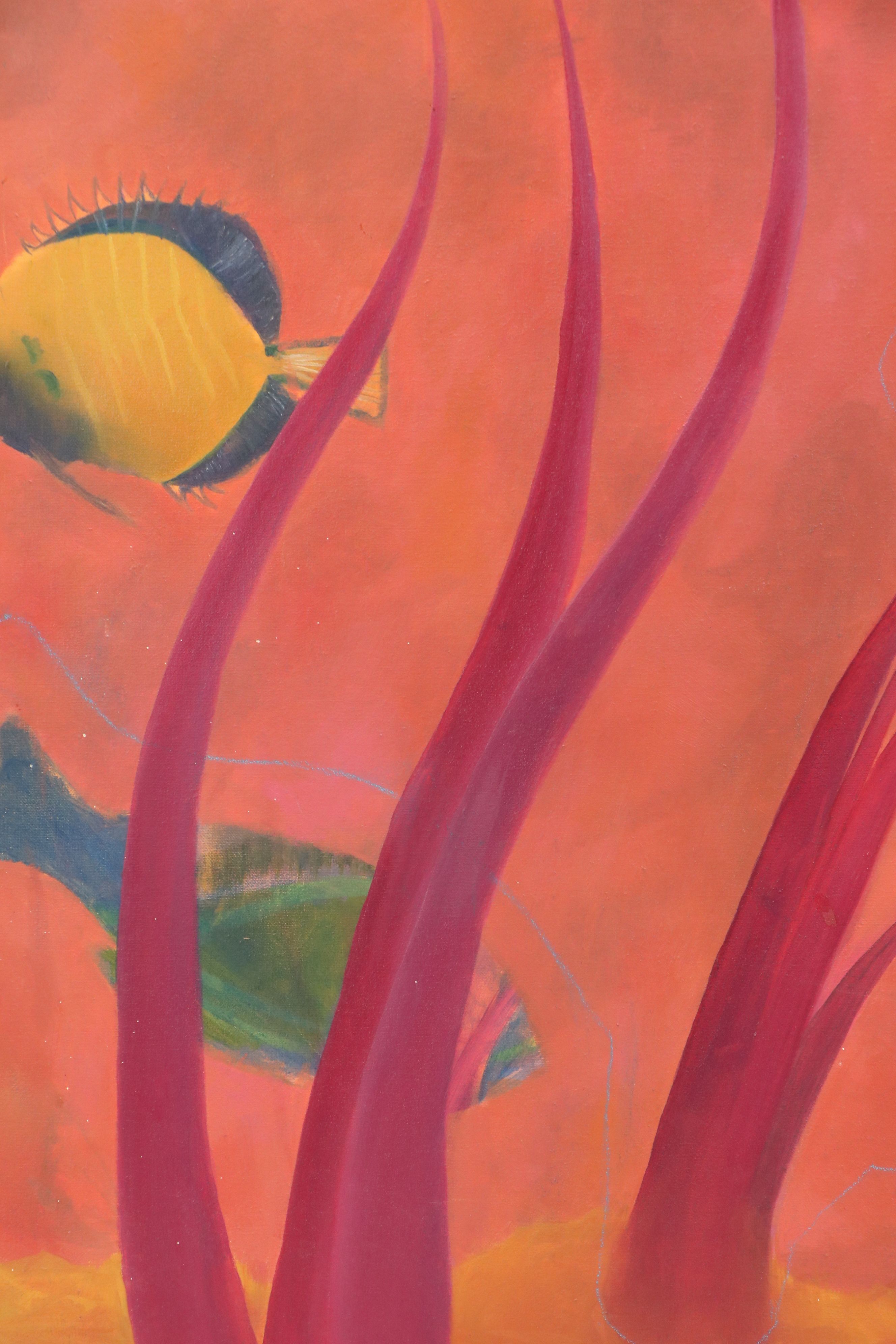 Oil Painting of School of Tropical Fish, Late 20th Century