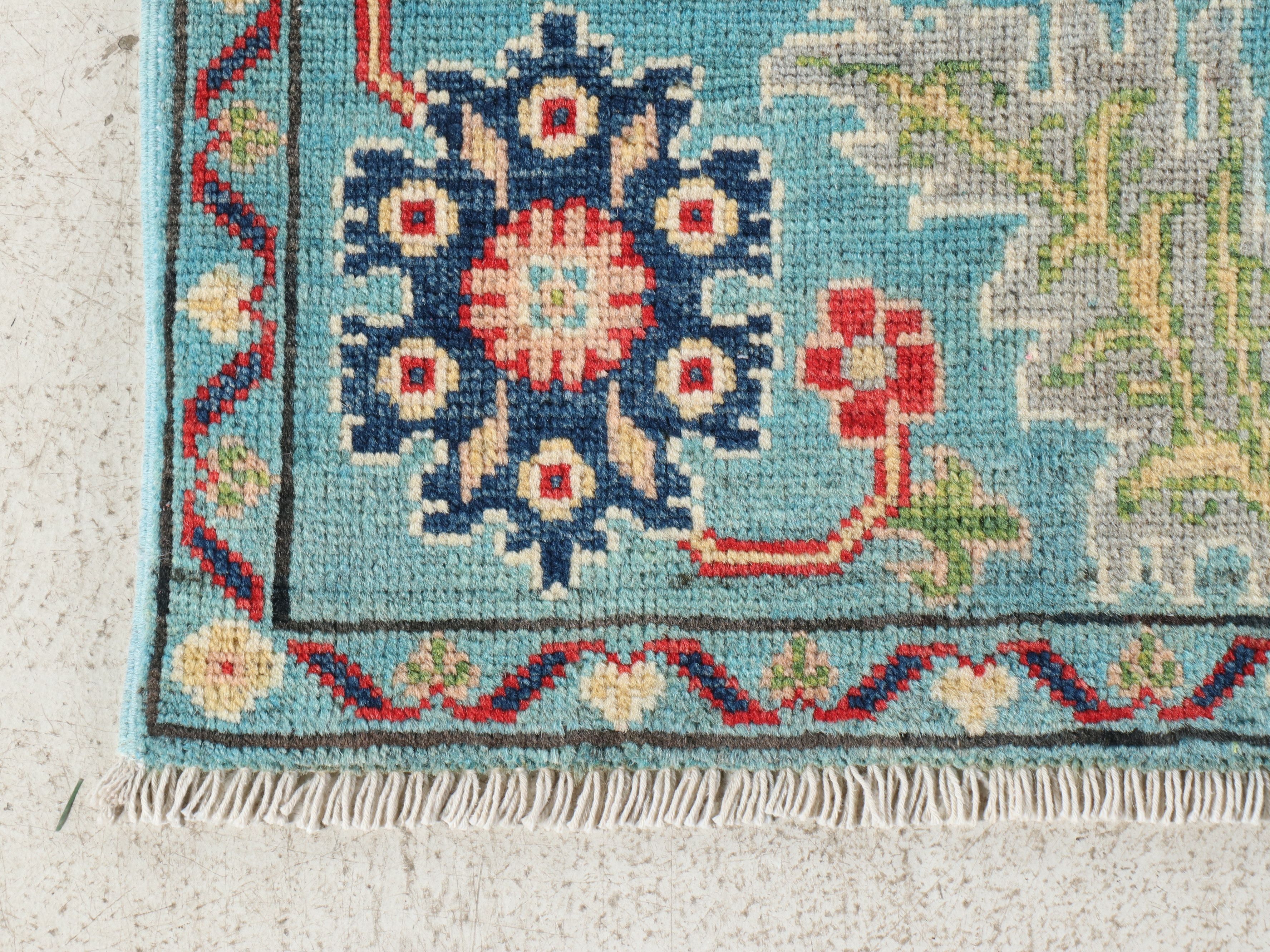 4'2 x 6'4 Hand-Knotted Afghan Kazak Area Rug