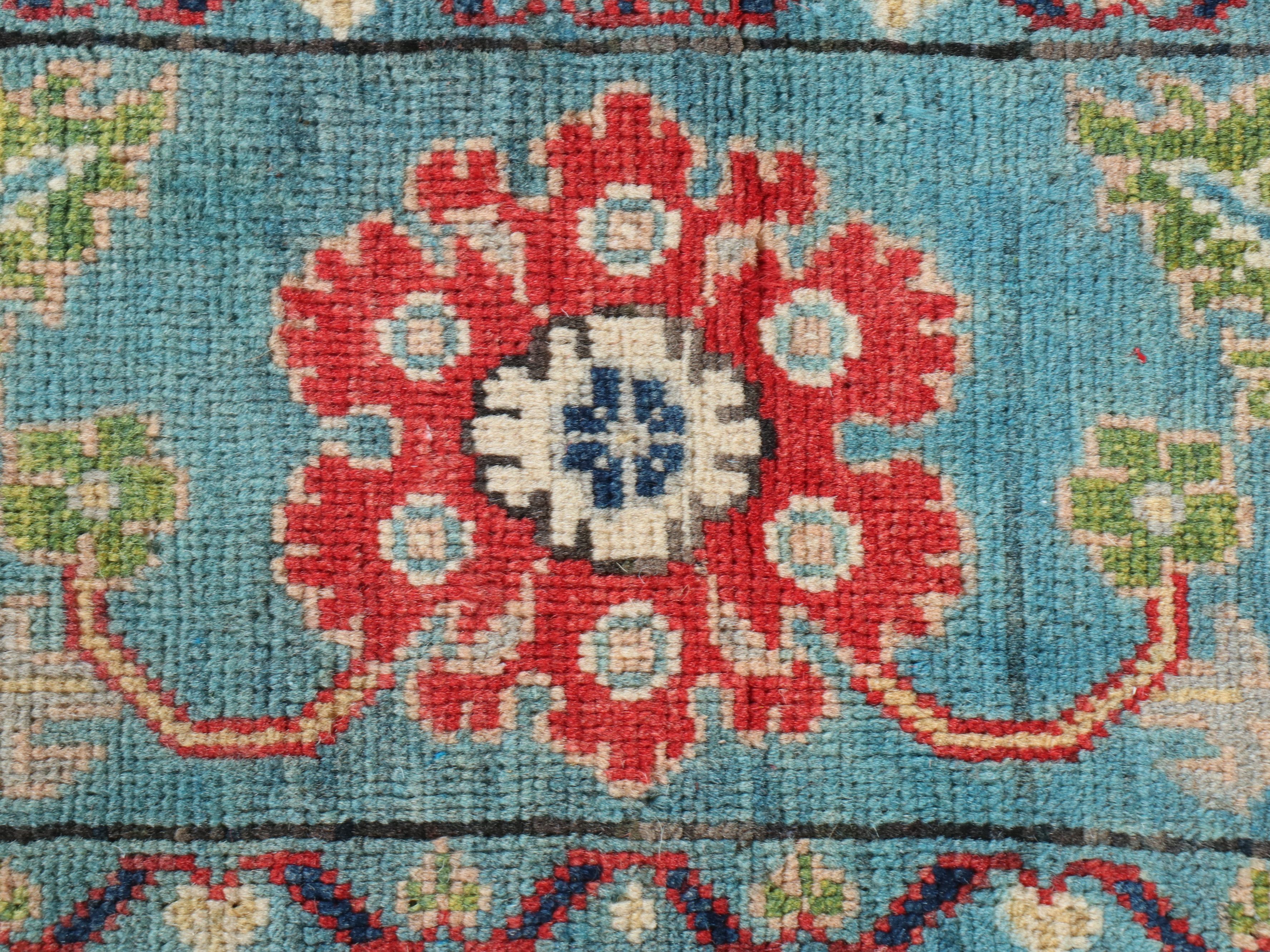 4'2 x 6'4 Hand-Knotted Afghan Kazak Area Rug