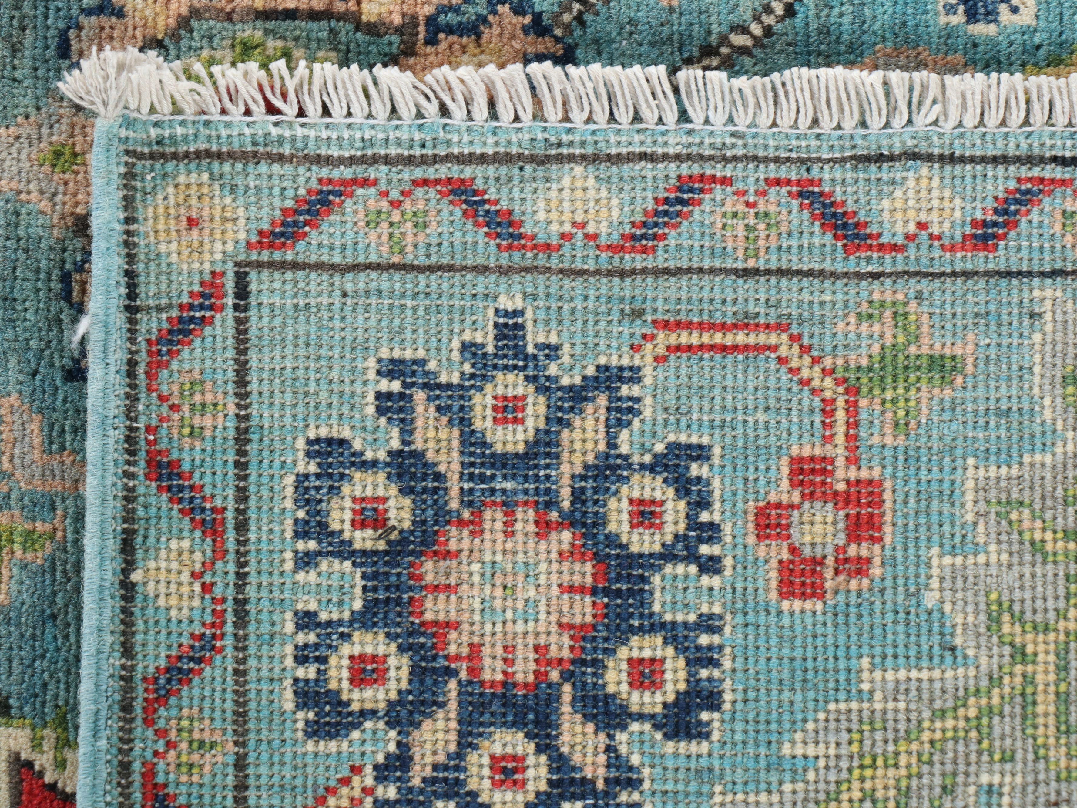 4'2 x 6'4 Hand-Knotted Afghan Kazak Area Rug