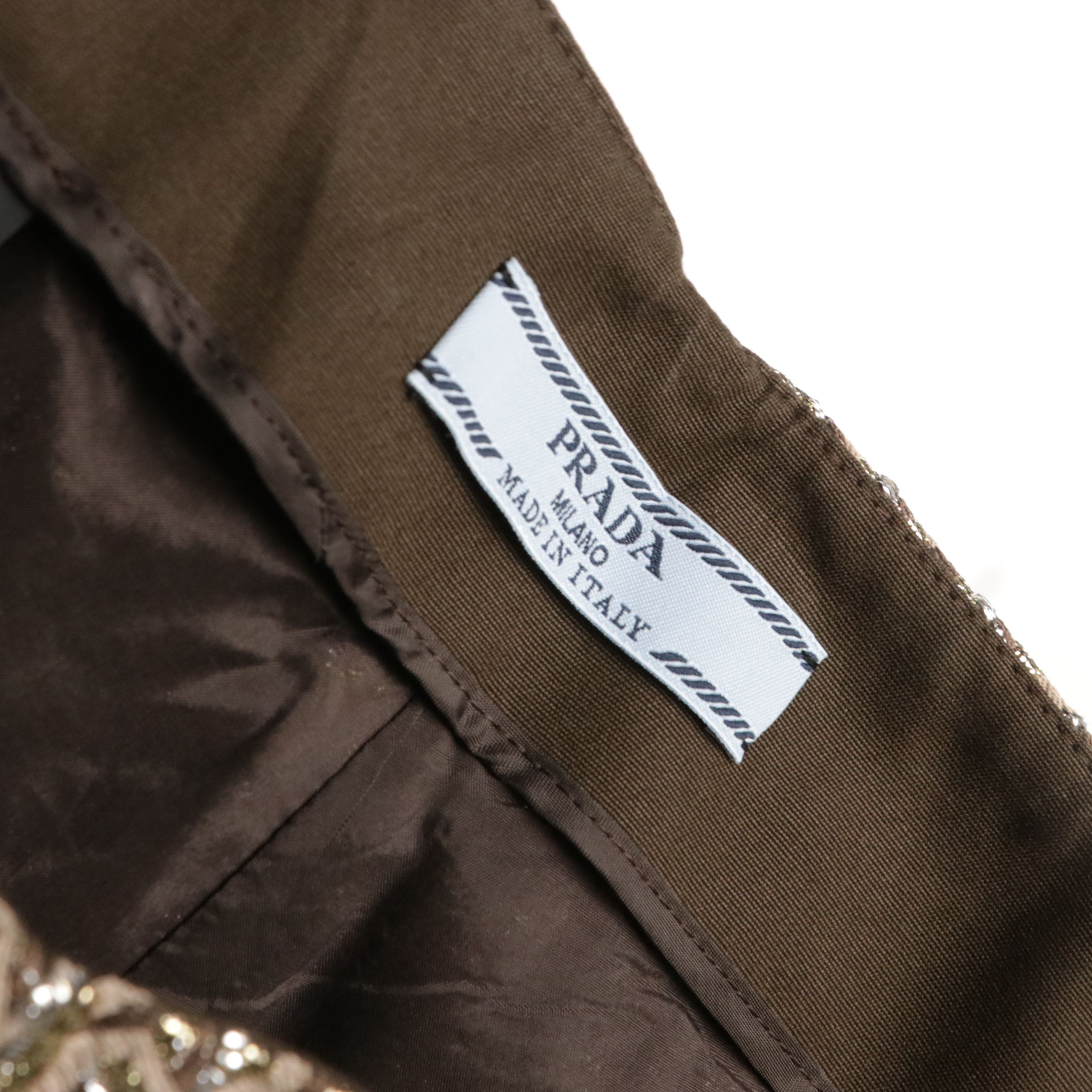 Prada Metallic Jacquard Straight Leg Pants