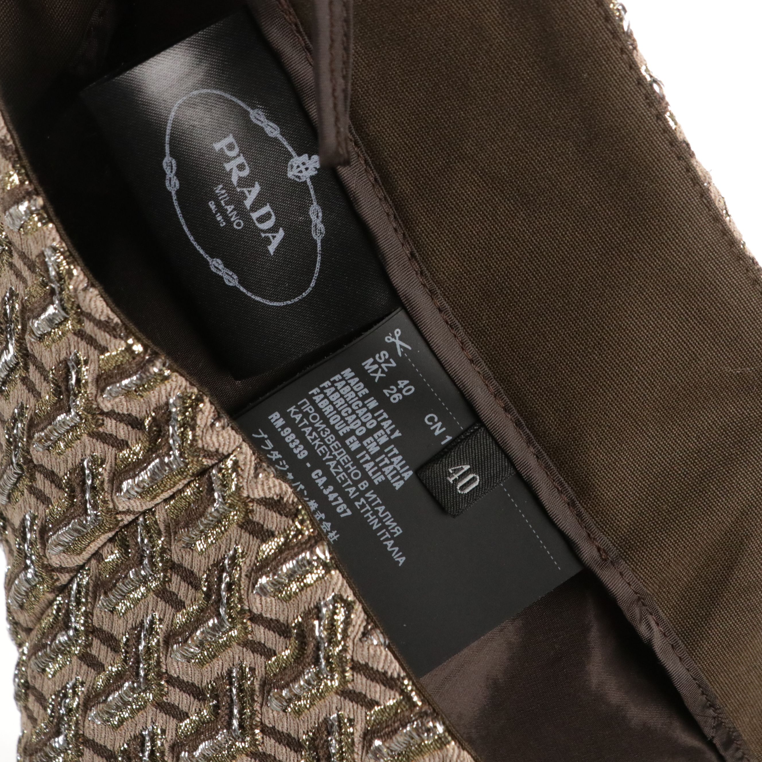 Prada Metallic Jacquard Straight Leg Pants