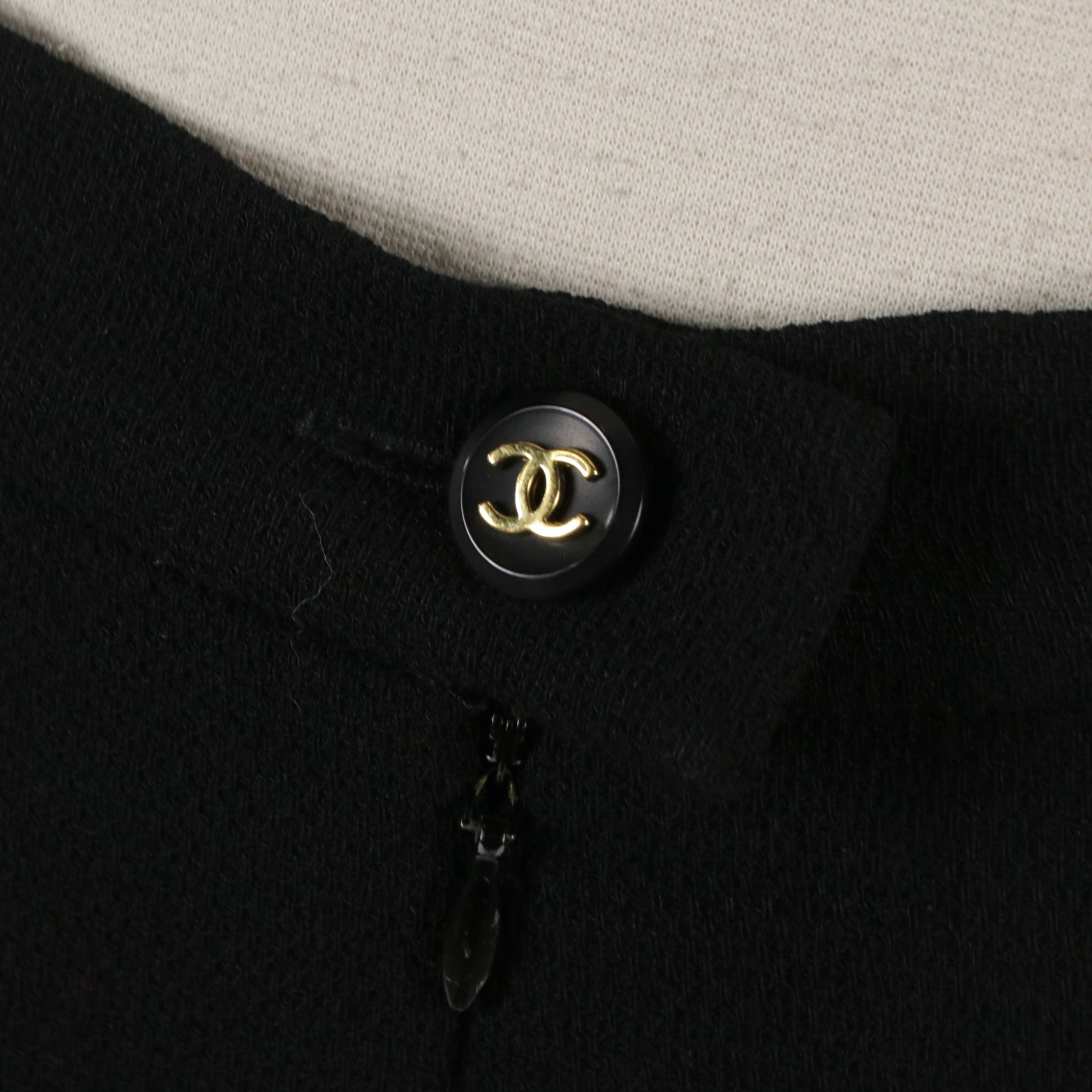 Chanel Boutique Split Pleat Skirt in Black Wool Crepe