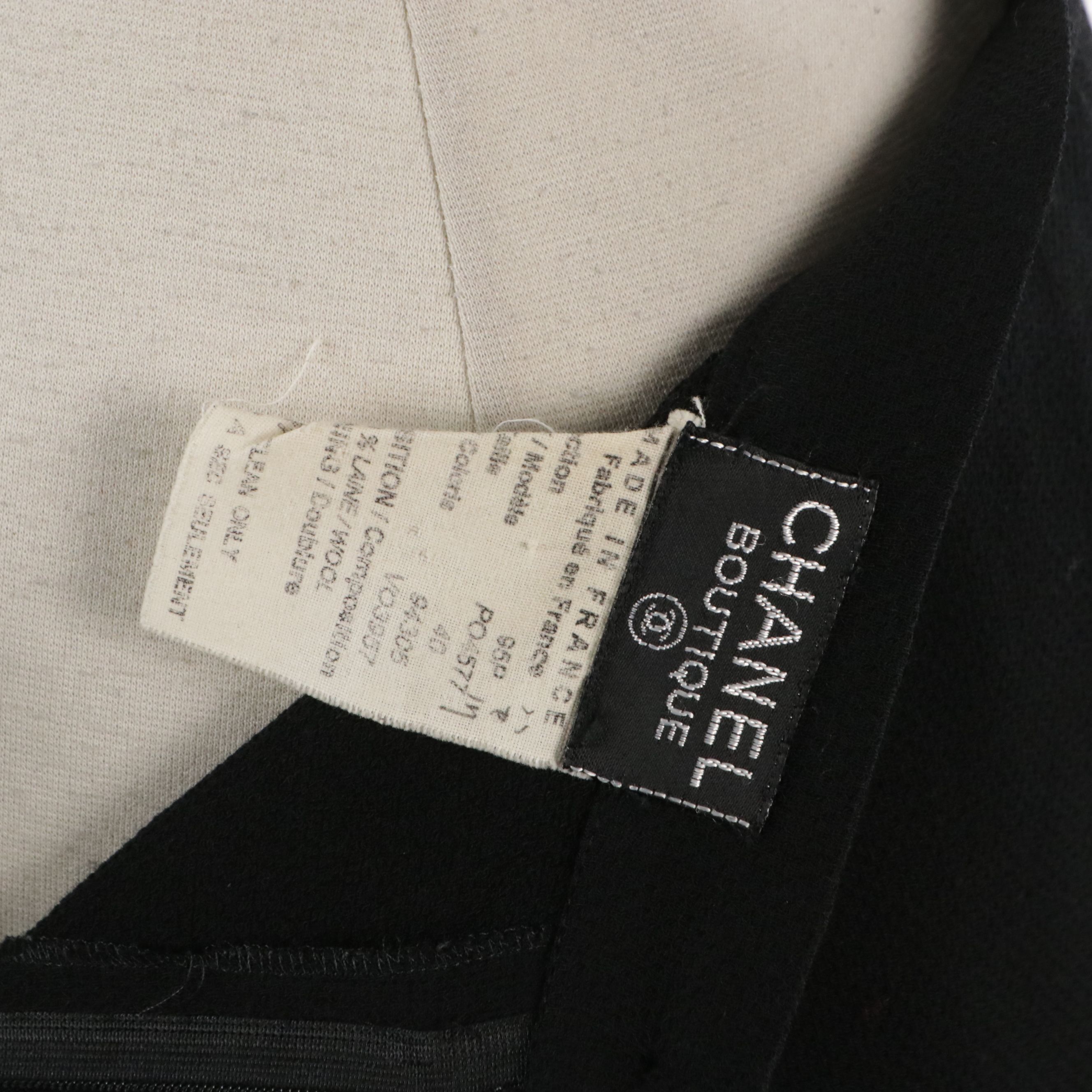 Chanel Boutique Split Pleat Skirt in Black Wool Crepe