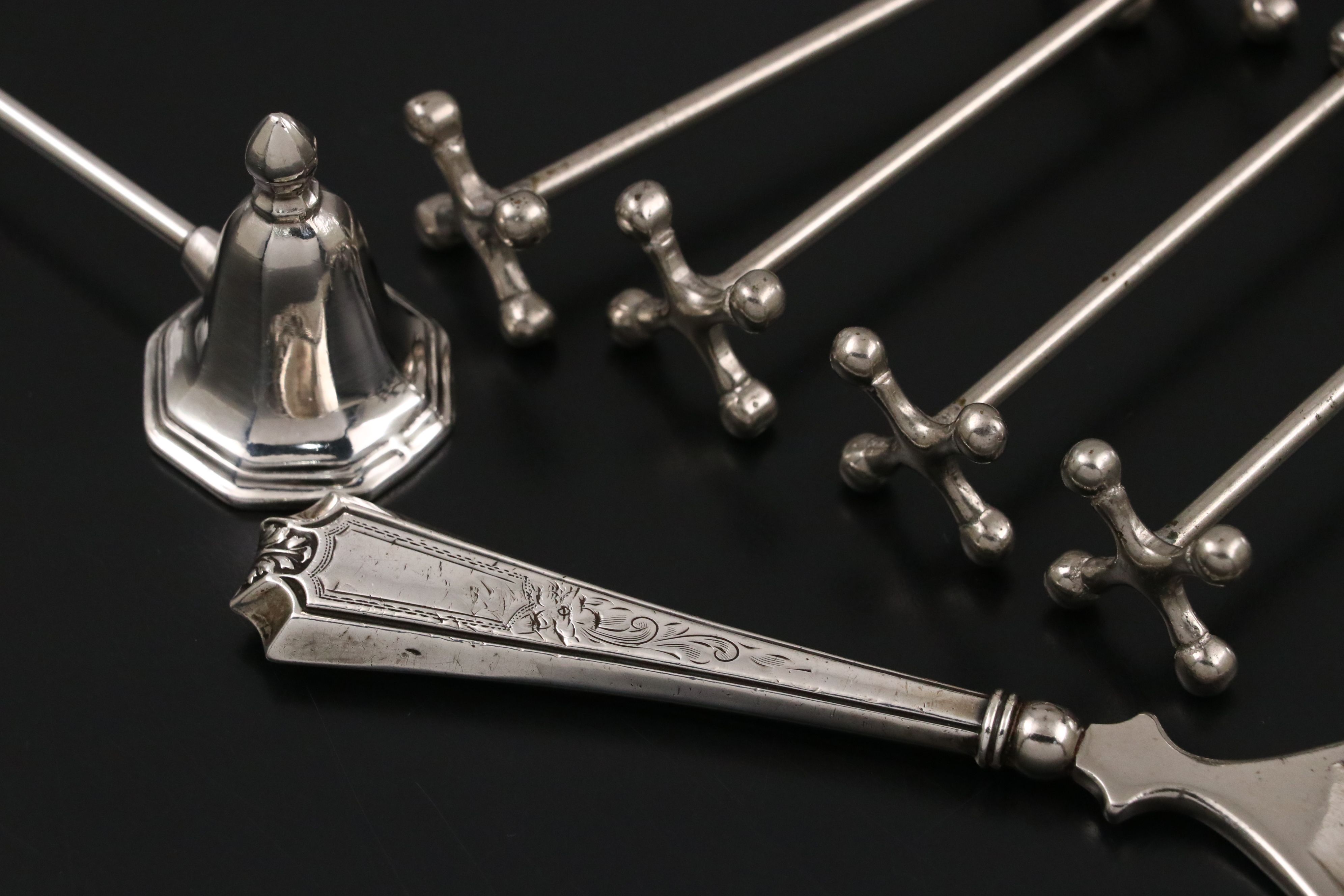 Webster Sterling Handle Bottle Opener with Chick Napkin Ring and Other Tableware