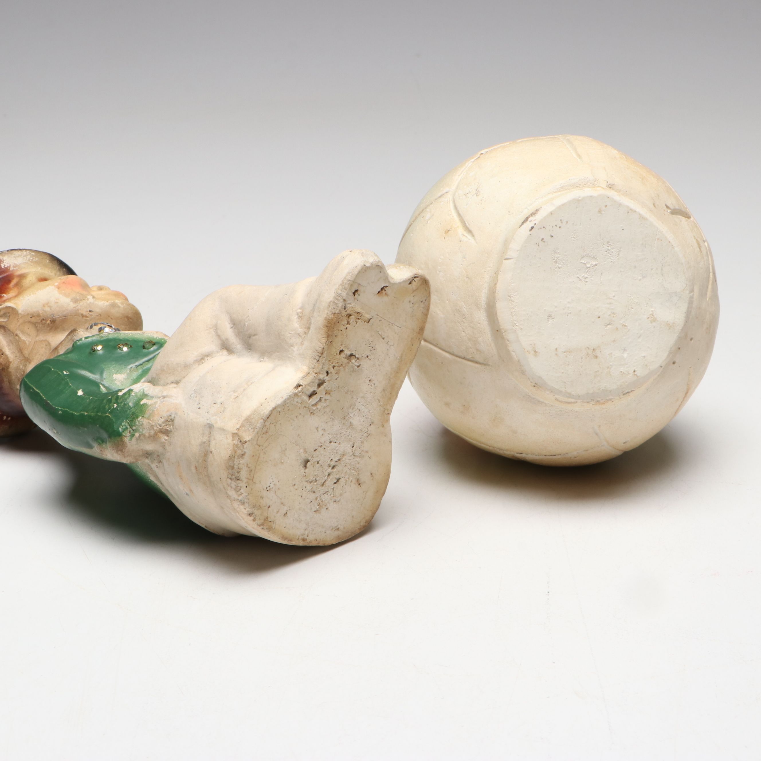 Charlie McCarthy Chalkware Carnival Figure with Bank and Eagle Shakers