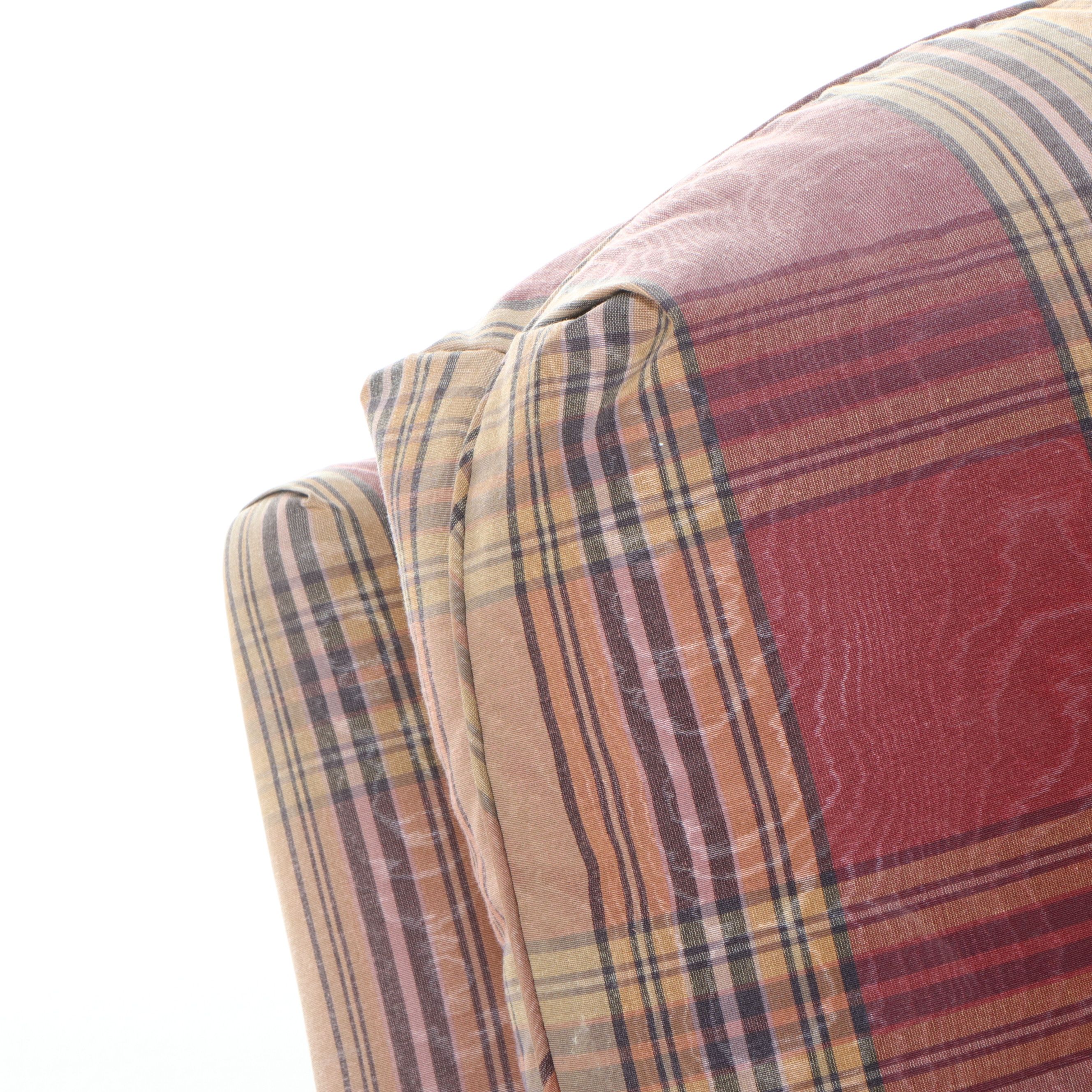 Sherrill Furniture Plaid Upholstered Armchairs and Ottoman