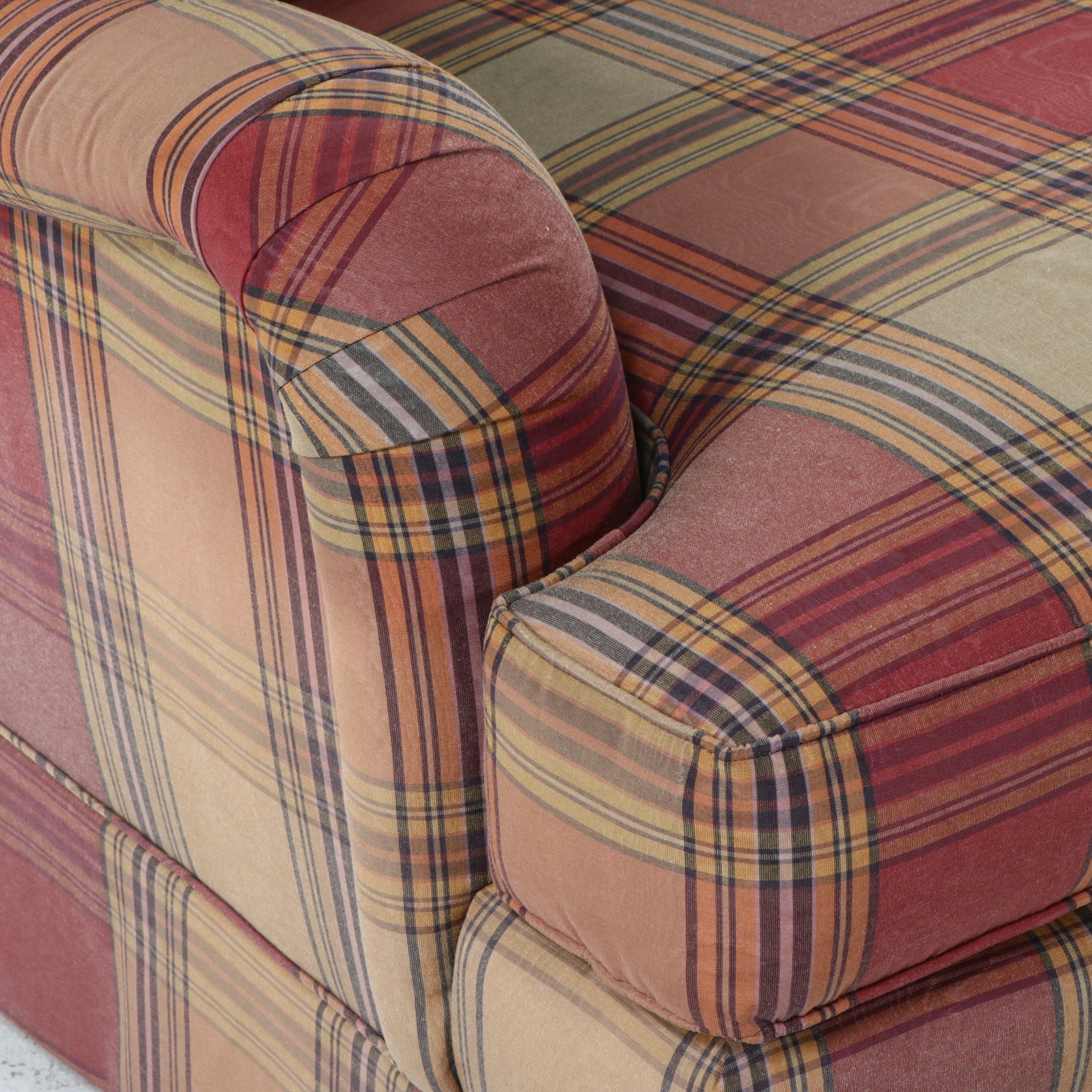 Sherrill Furniture Plaid Upholstered Armchairs and Ottoman