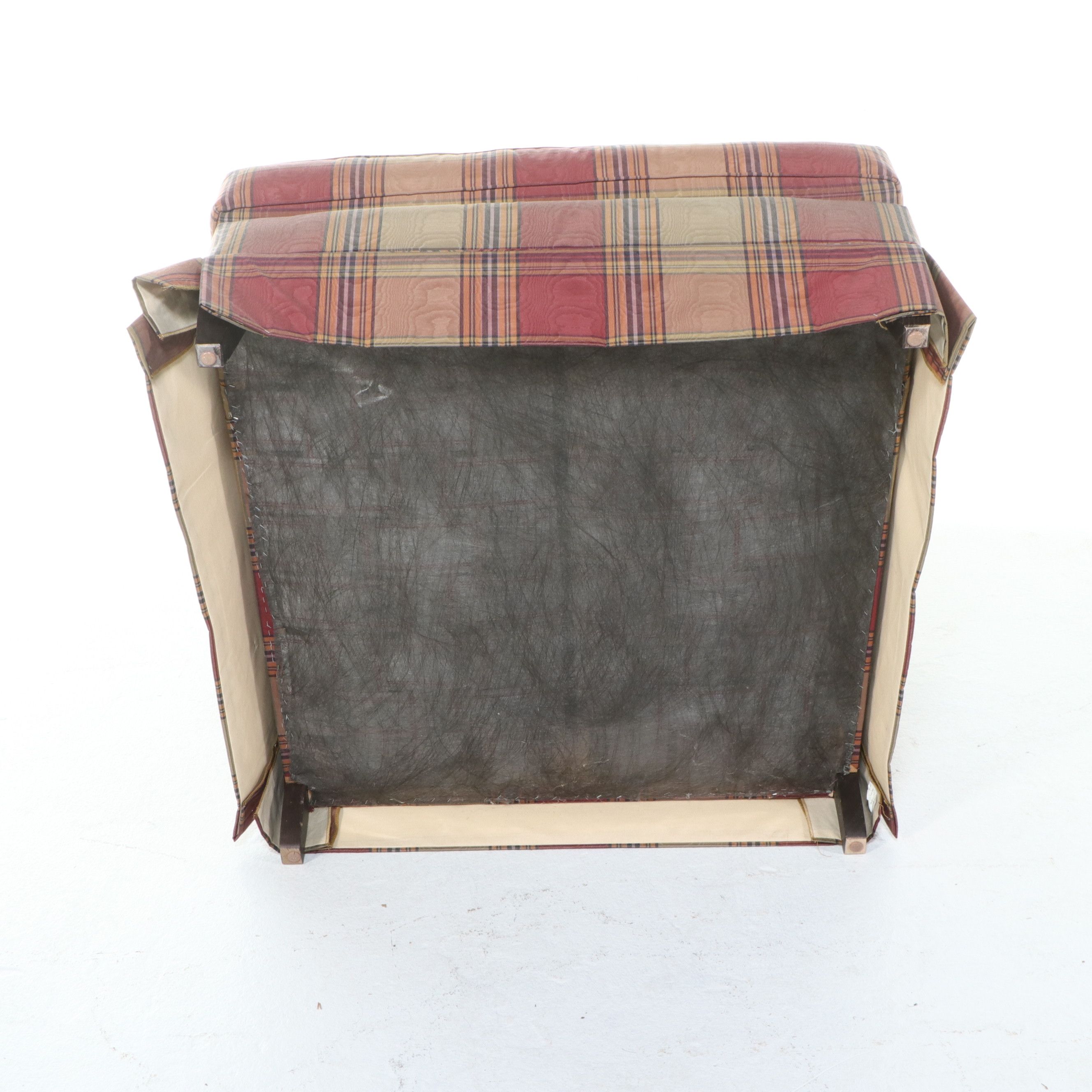 Sherrill Furniture Plaid Upholstered Armchairs and Ottoman