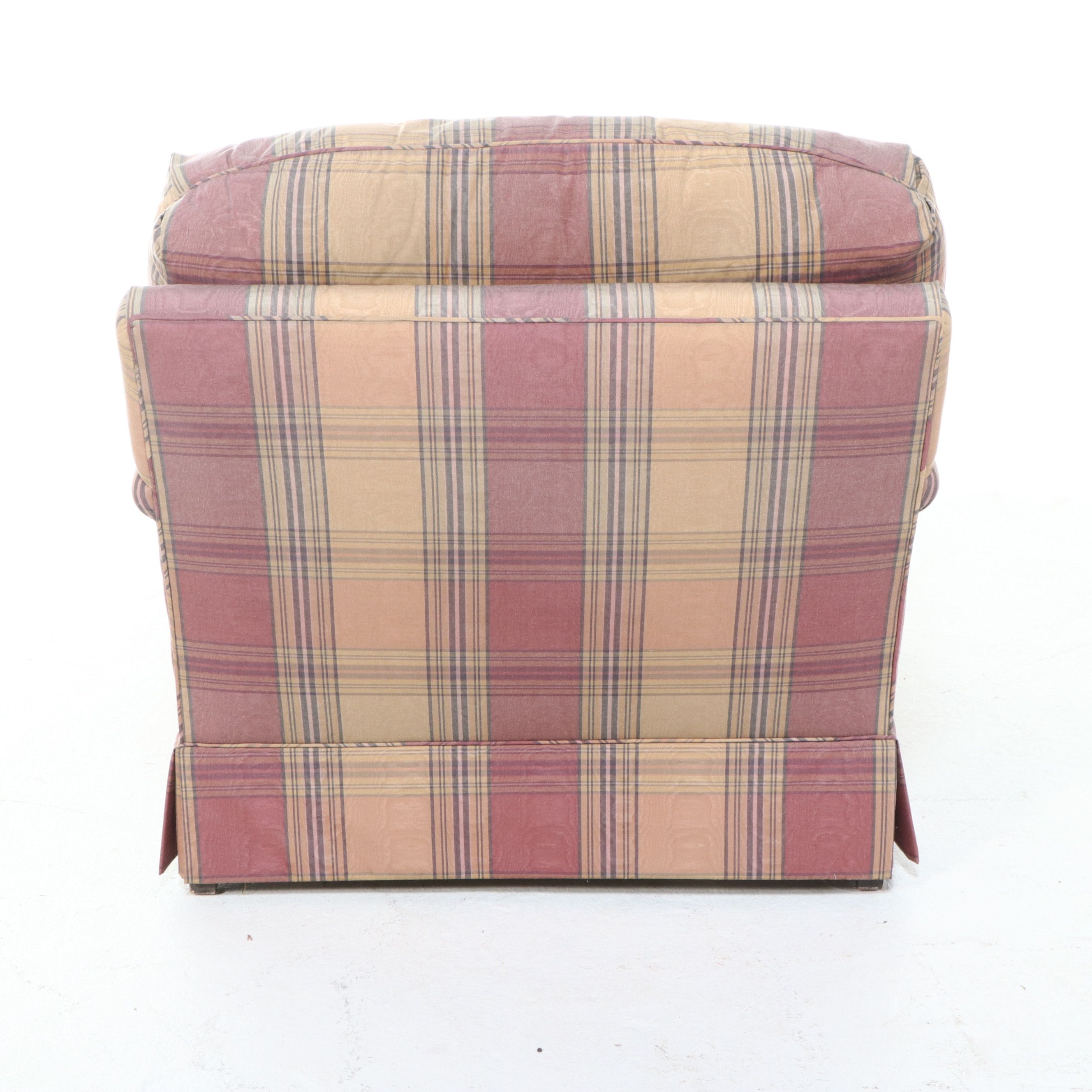Sherrill Furniture Plaid Upholstered Armchairs and Ottoman