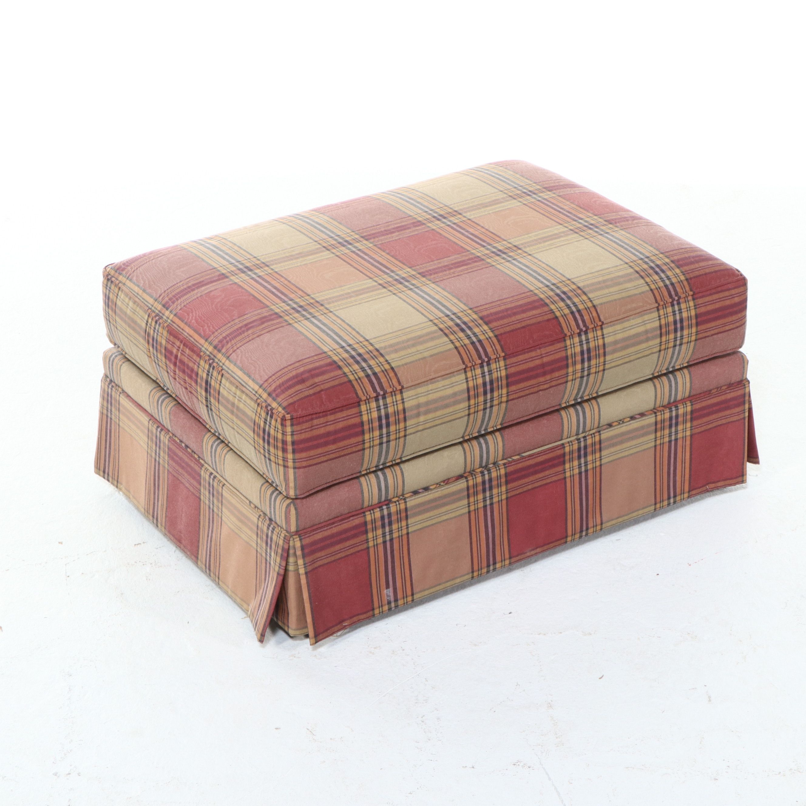 Sherrill Furniture Plaid Upholstered Armchairs and Ottoman