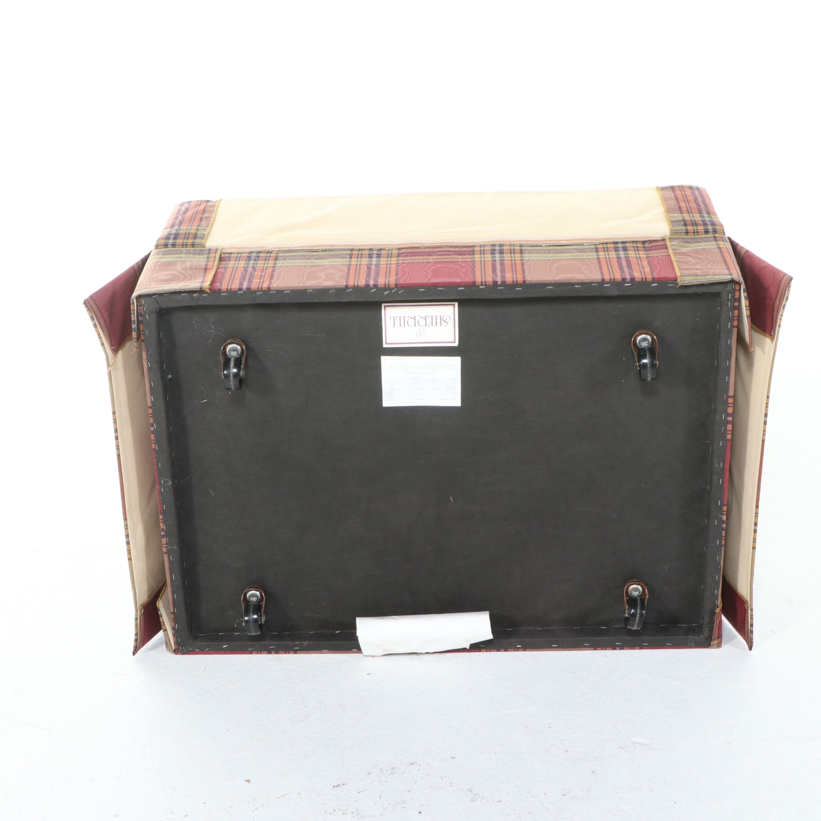 Sherrill Furniture Plaid Upholstered Armchairs and Ottoman