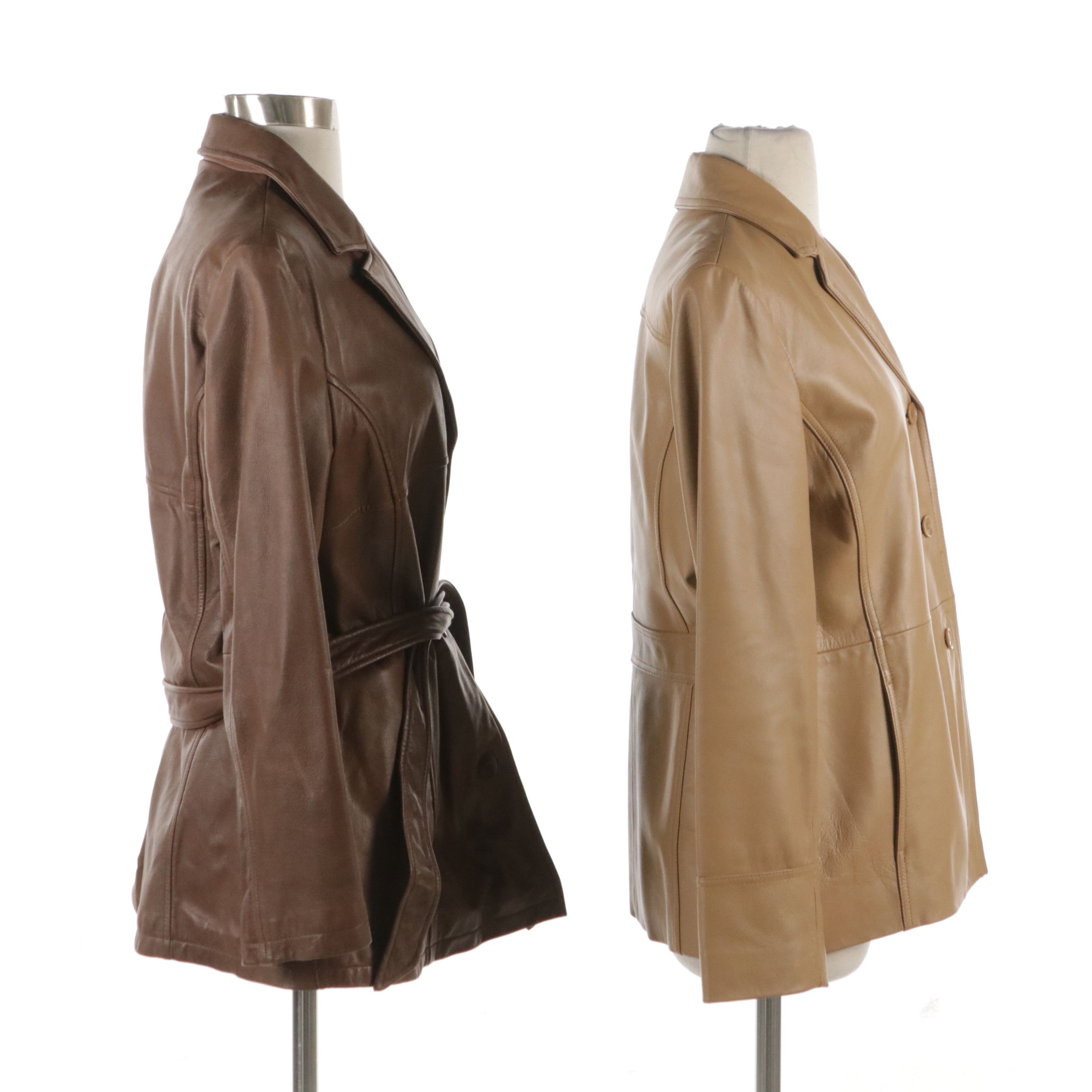 Wilsons Leather Mocha Brown Belted Leather Coat, Kenneth Cole Reaction Jacket