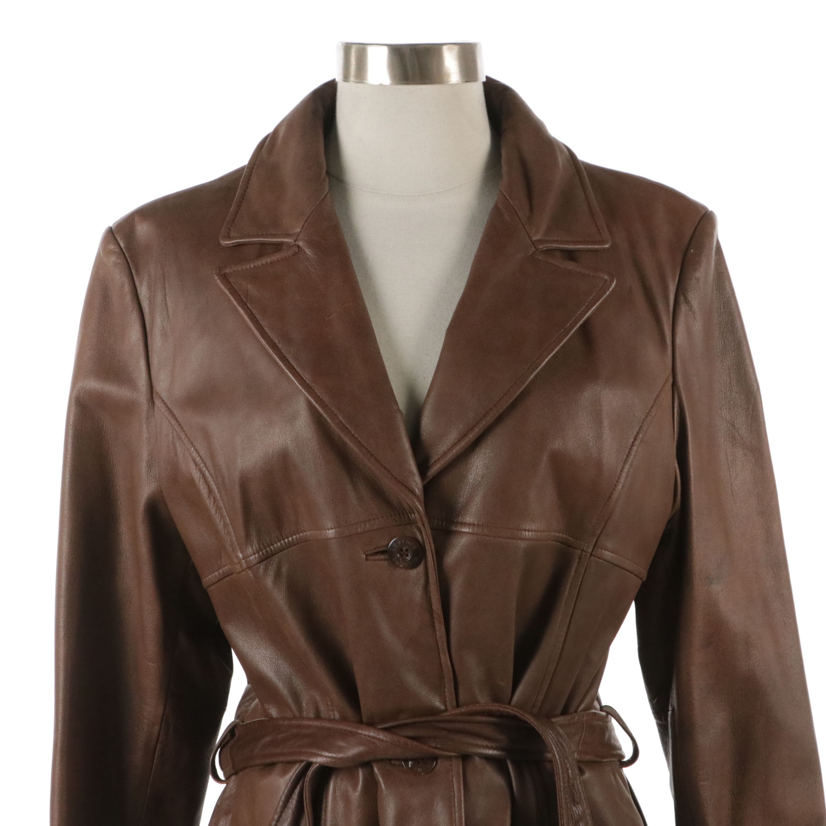 Wilsons Leather Mocha Brown Belted Leather Coat, Kenneth Cole Reaction Jacket