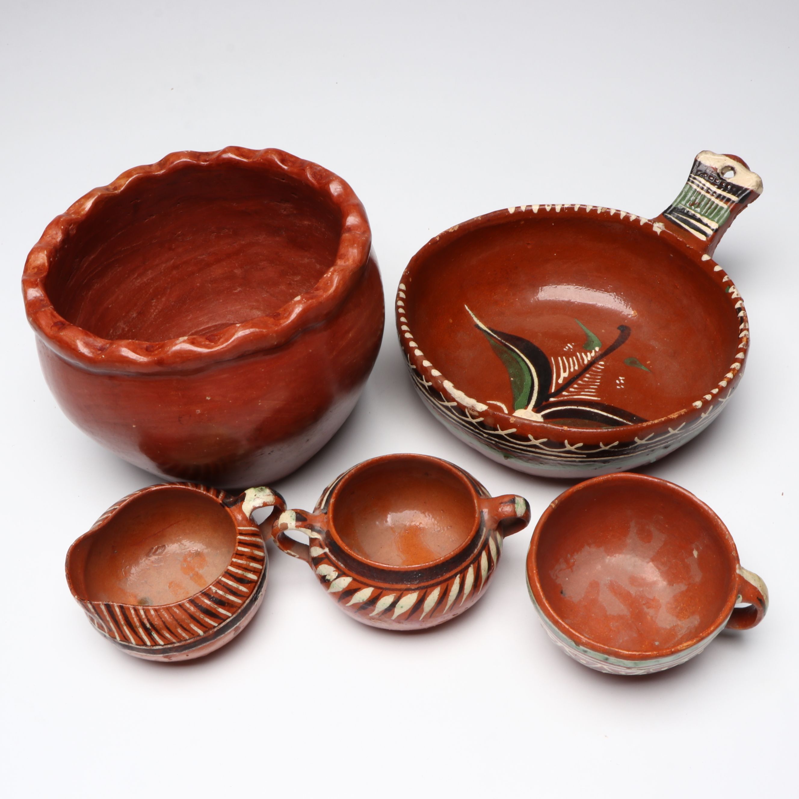 Mexican Art Pottery Serving Bowl, Creamer, Sugar Bowl and More Serveware