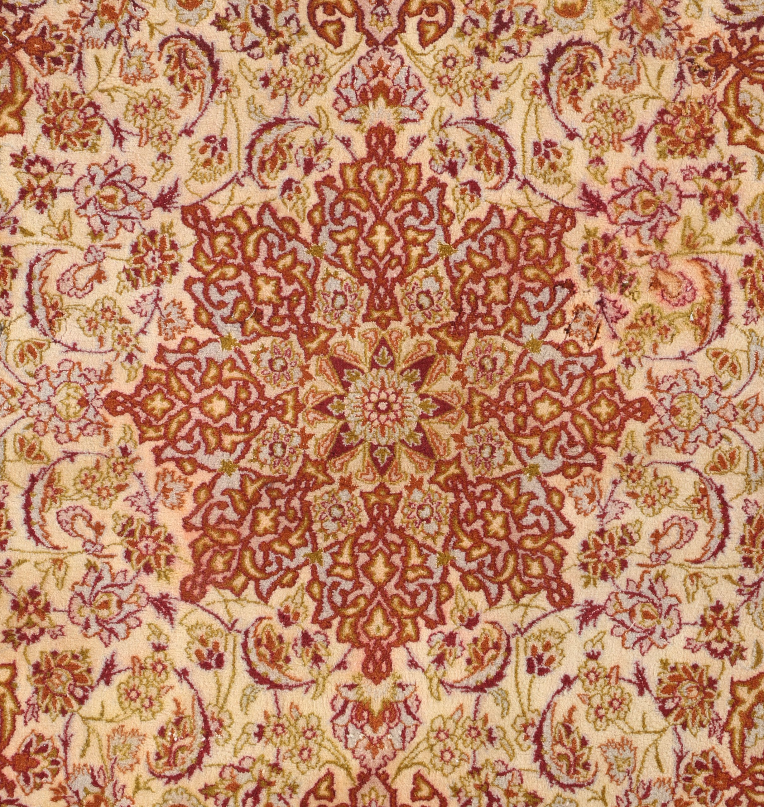 3'6 x 5'10 Hand-Knotted Indo-Persian Kerman Style Area Rug with Silk Highlights