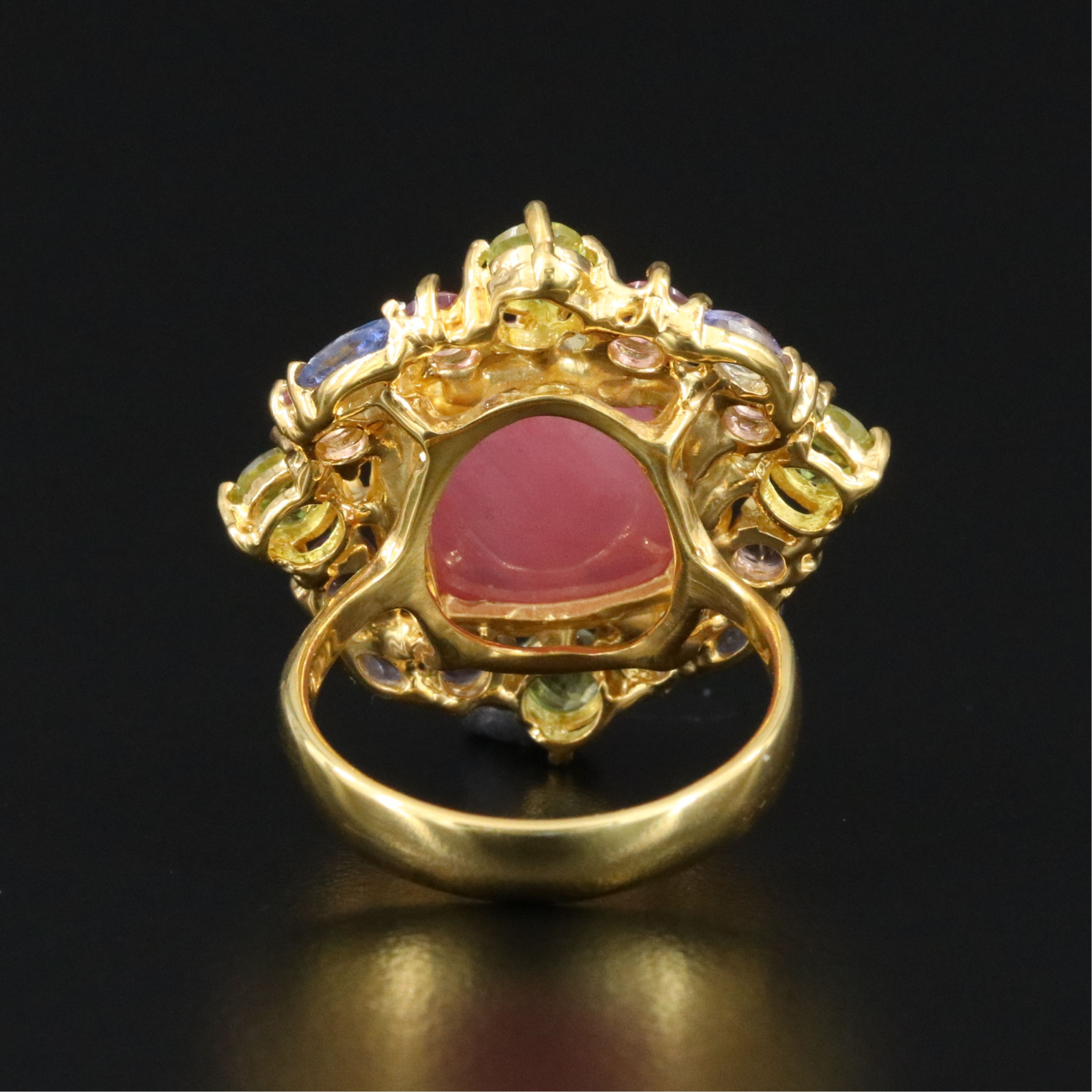 Sterling Filled Corundum, Peridot and Tanzanite Ring