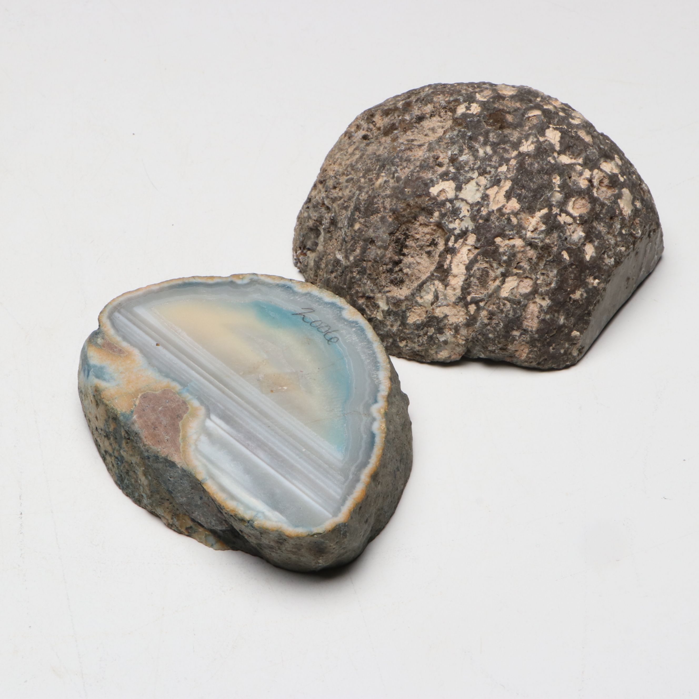 Judd Co Art Nouveau Brass Book Rack with Antique Books and Mineral Specimens