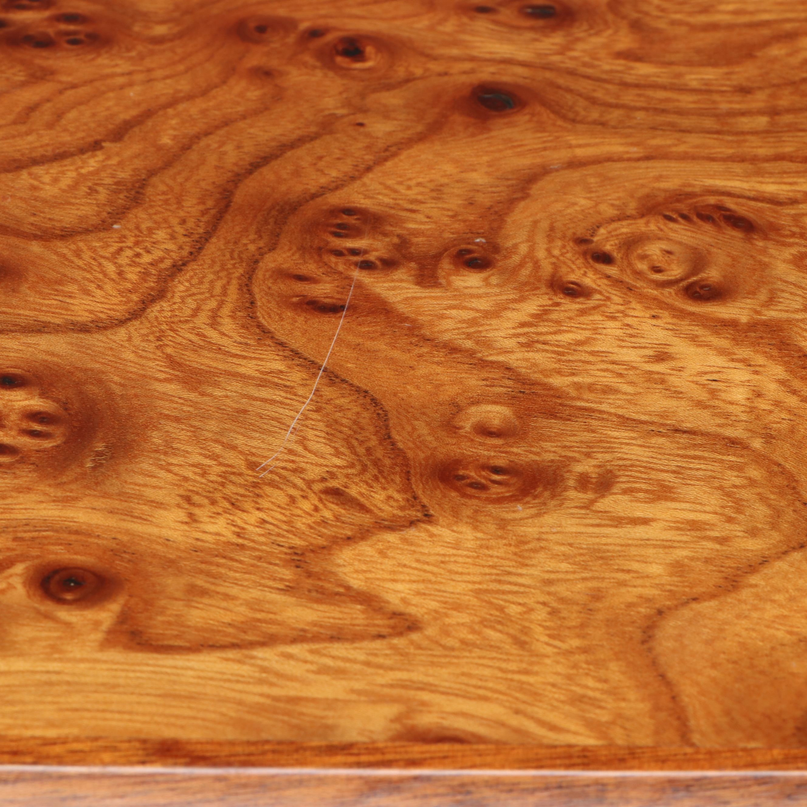 Burl Wood Veneer Jewelry Box with Interior Sectioned Tray