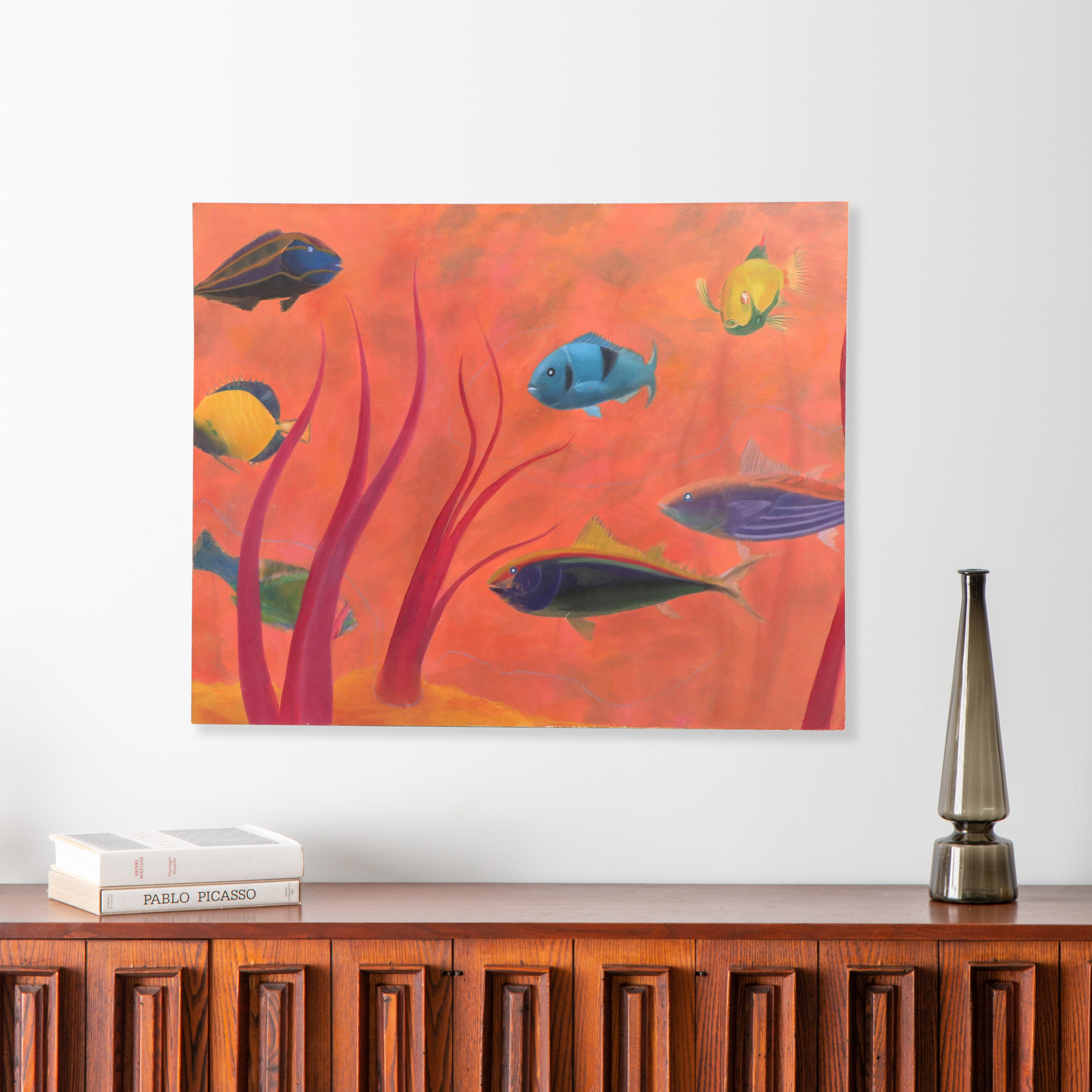 Oil Painting of School of Tropical Fish, Late 20th Century