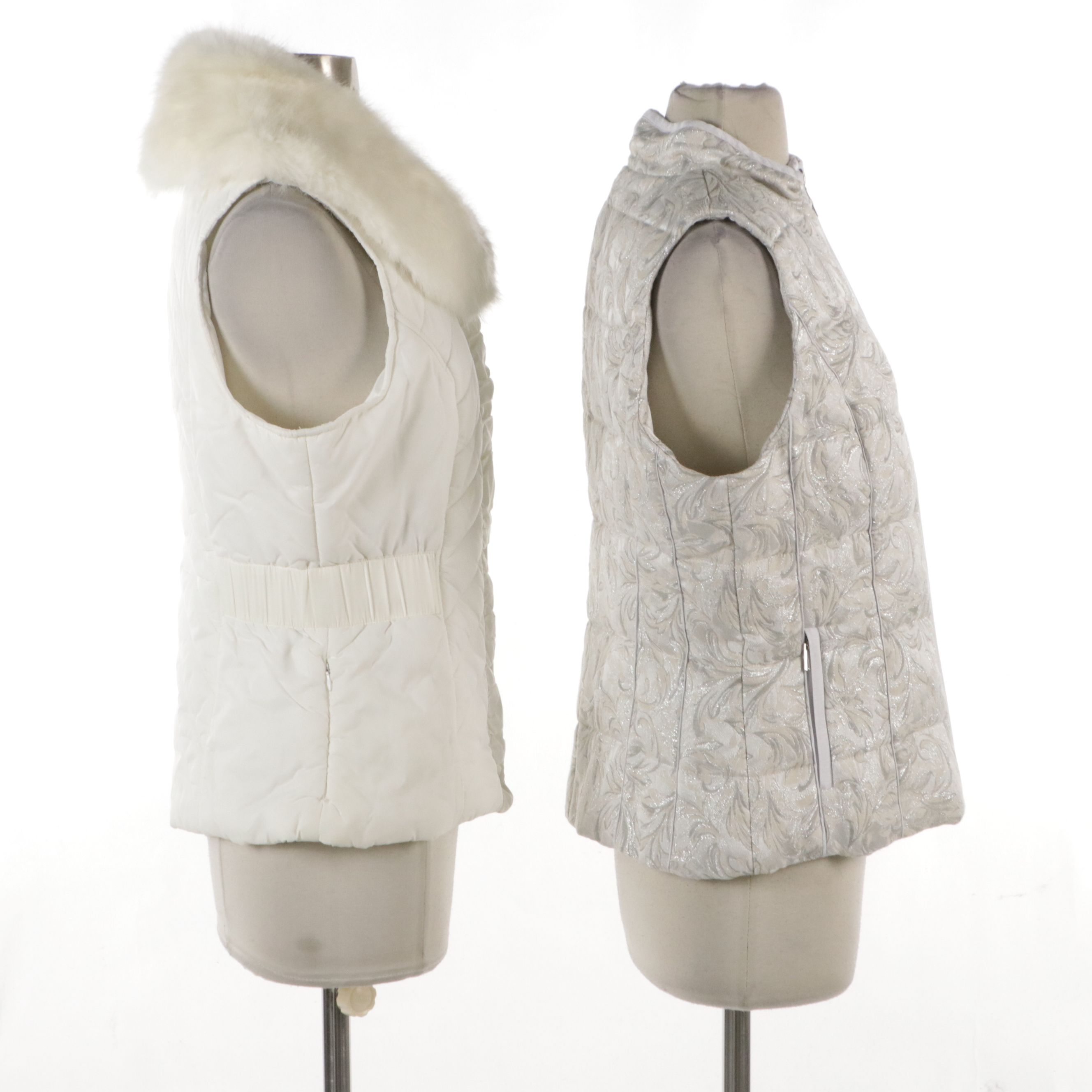 White House Black Market Zip Vest and Vest with Removable Faux Fur Collar