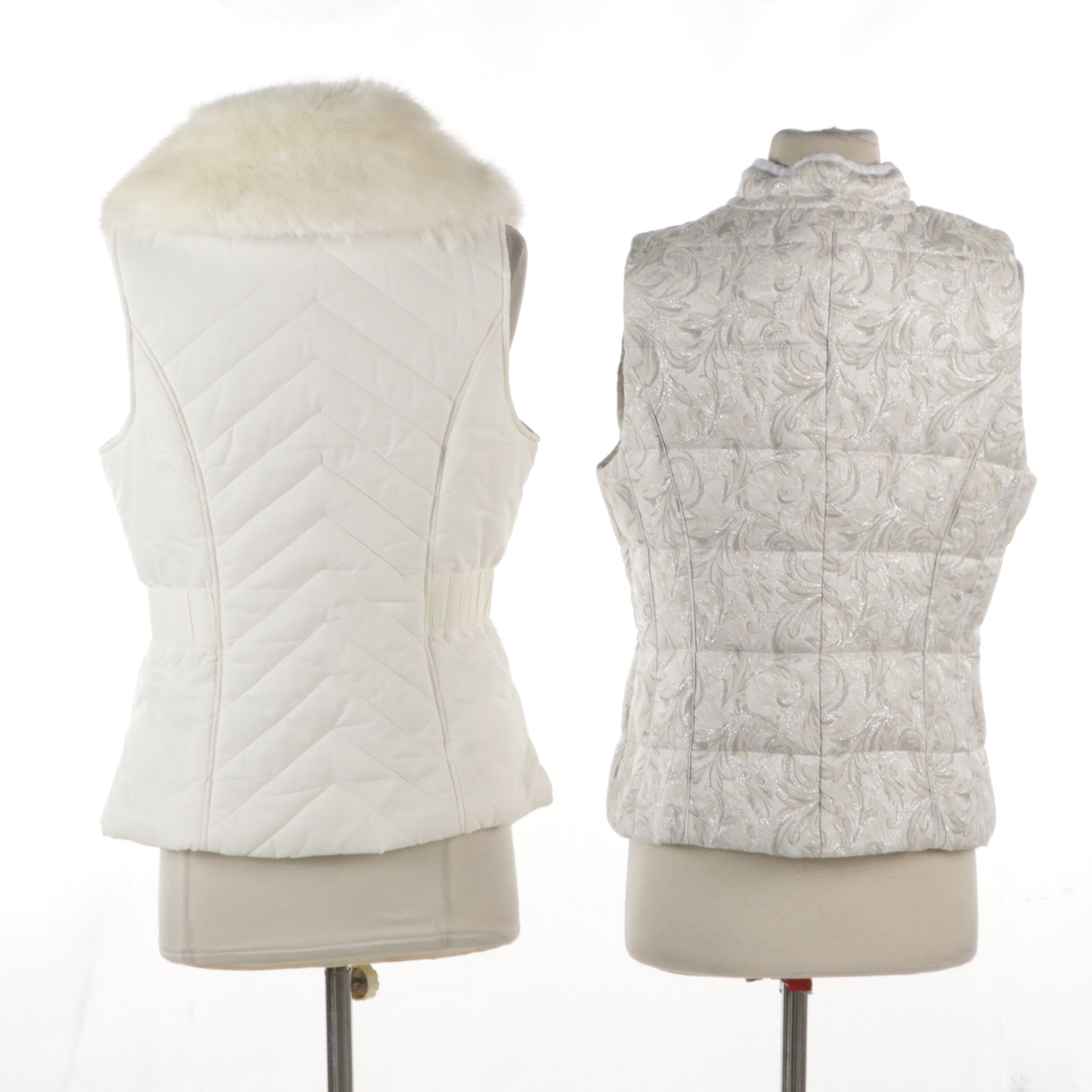 White House Black Market Zip Vest and Vest with Removable Faux Fur Collar