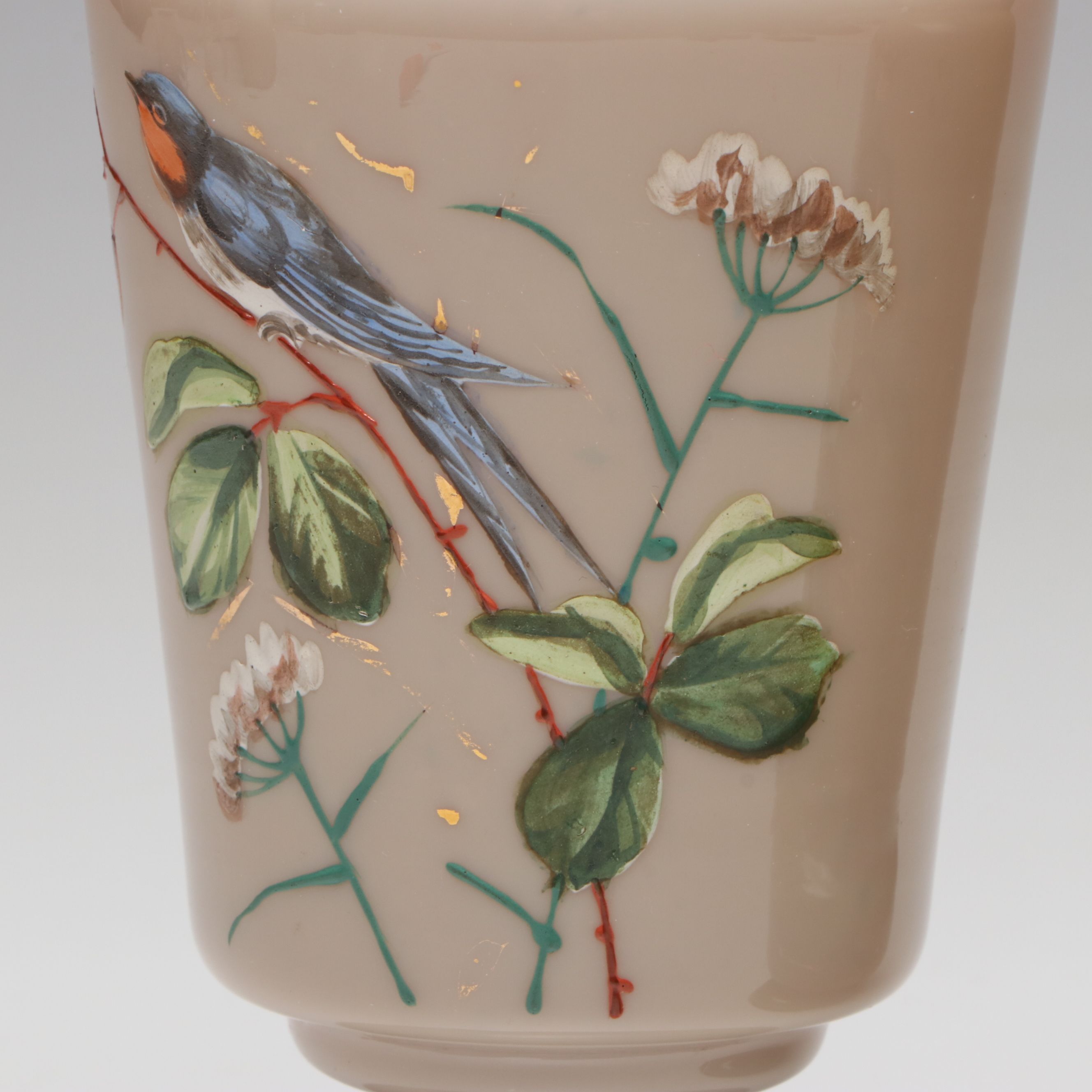 Victorian Hand-Painted Opaline Footed Jar and Vases