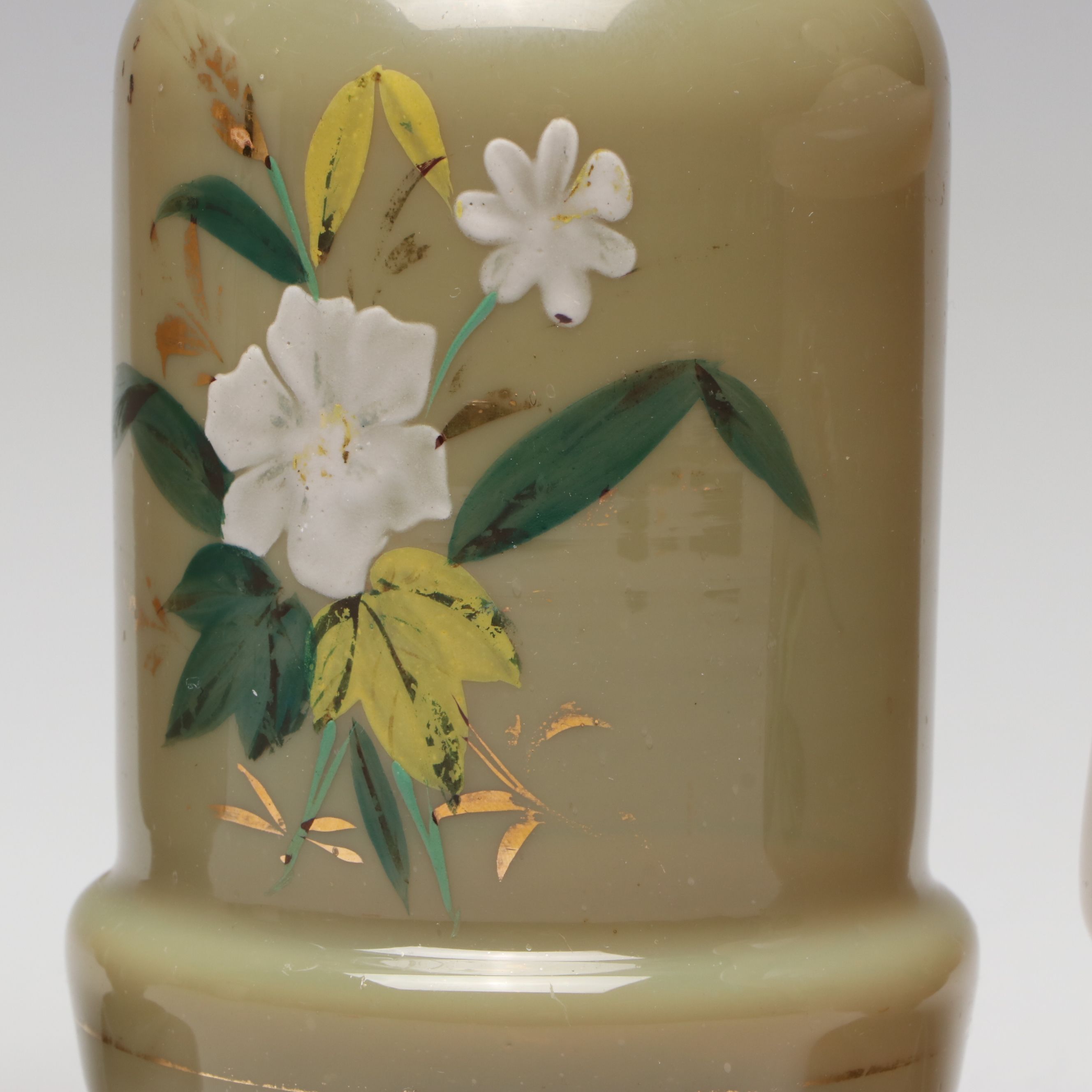 Victorian Hand-Painted Opaline Footed Jar and Vases