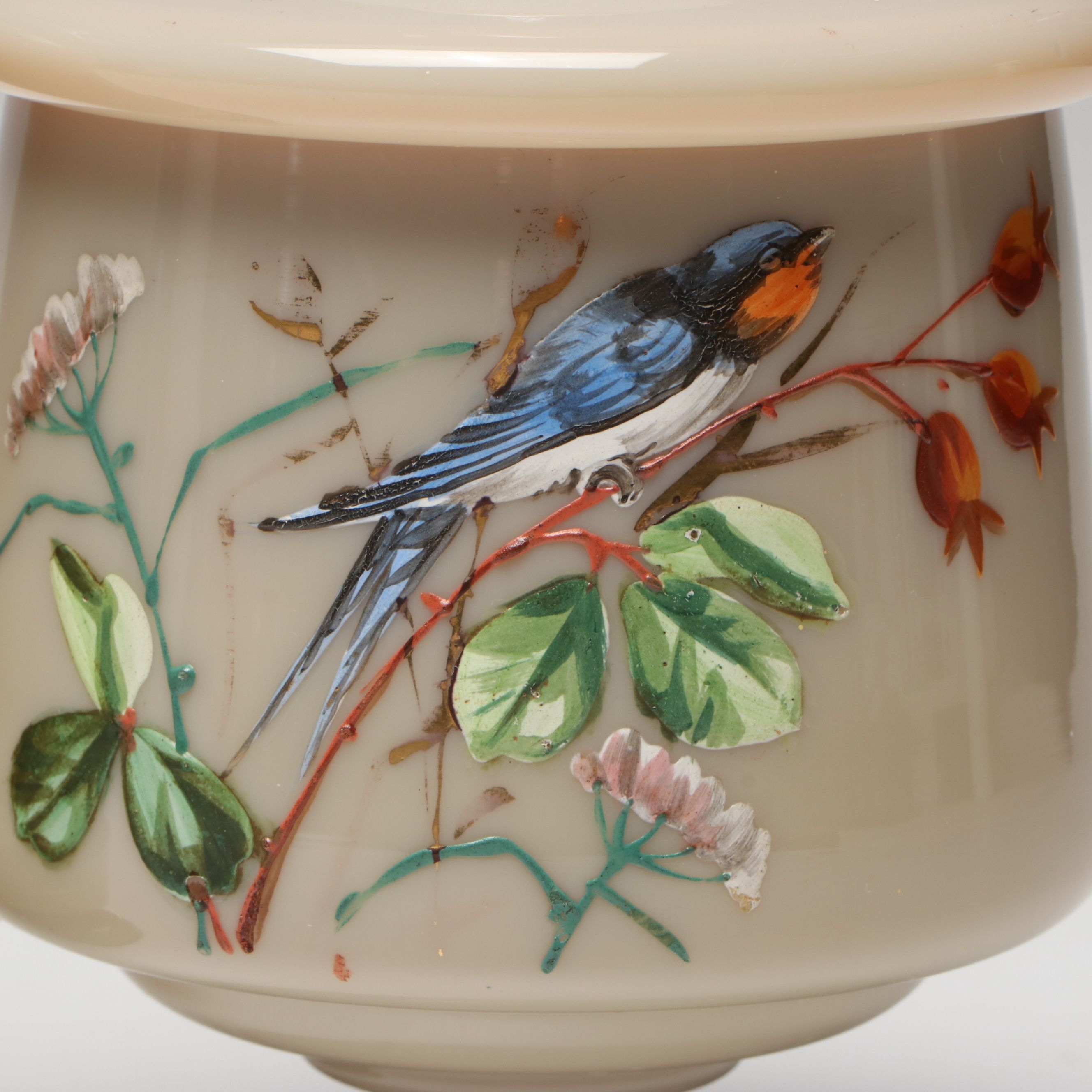 Victorian Hand-Painted Opaline Footed Jar and Vases