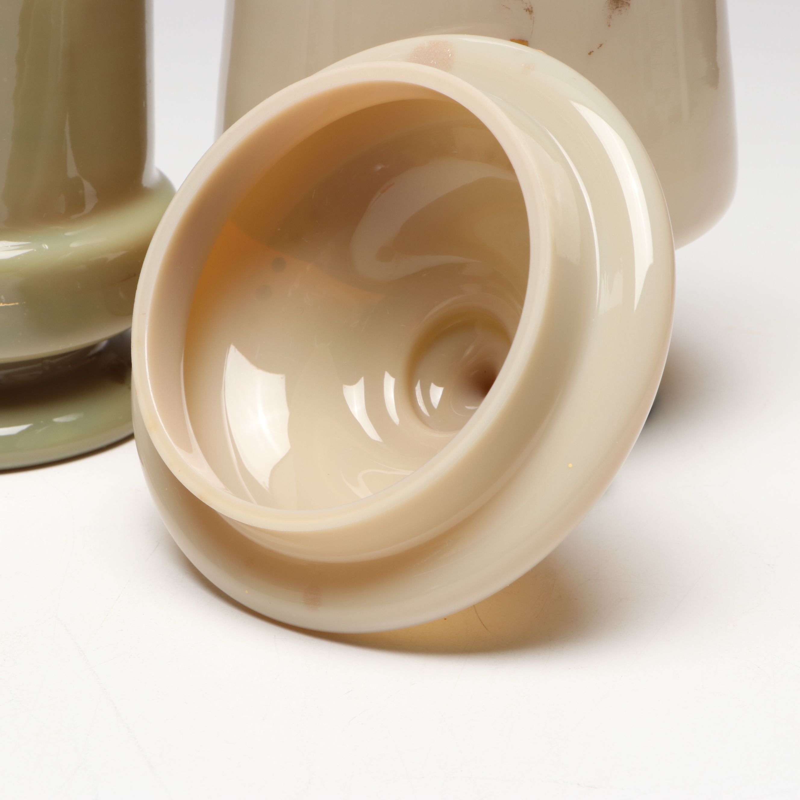 Victorian Hand-Painted Opaline Footed Jar and Vases