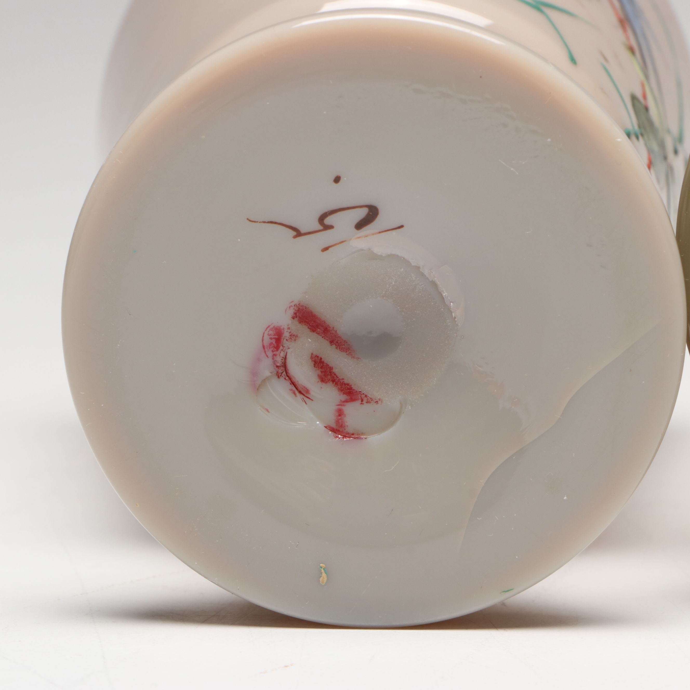 Victorian Hand-Painted Opaline Footed Jar and Vases