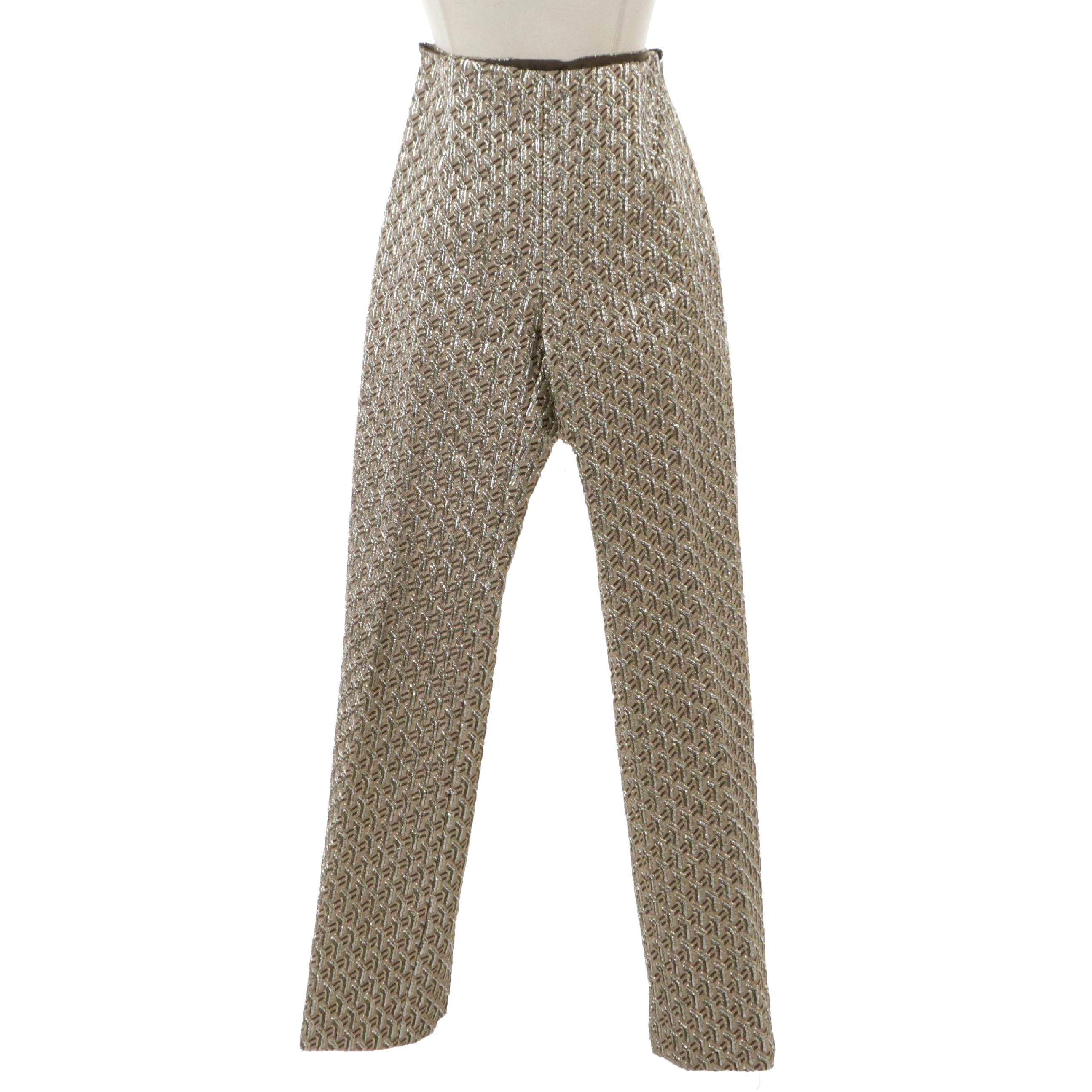 Prada Metallic Jacquard Straight Leg Pants
