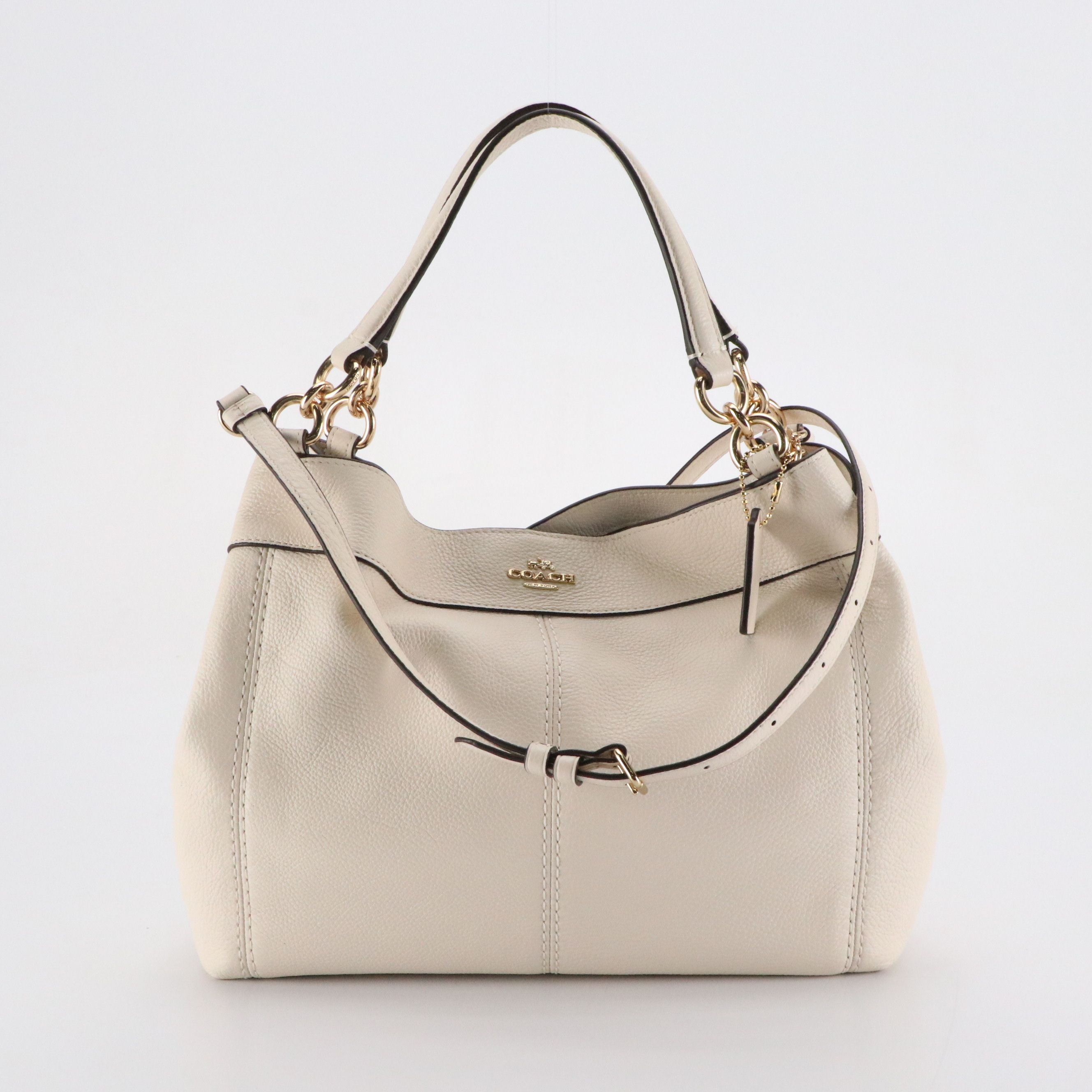Coach Small Lexy Satchel F23537 in Chalk Pebbled Leather