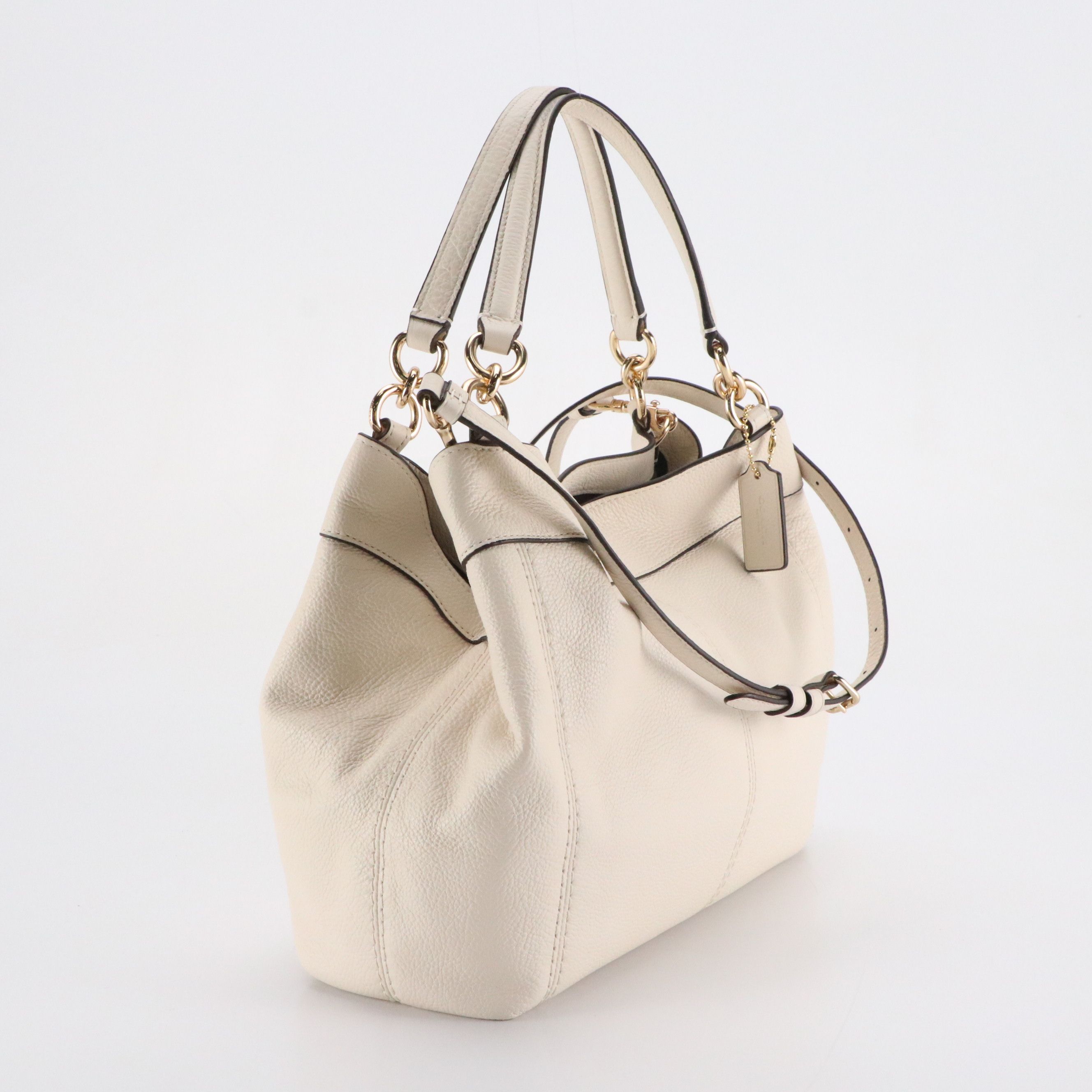 Coach Small Lexy Satchel F23537 in Chalk Pebbled Leather
