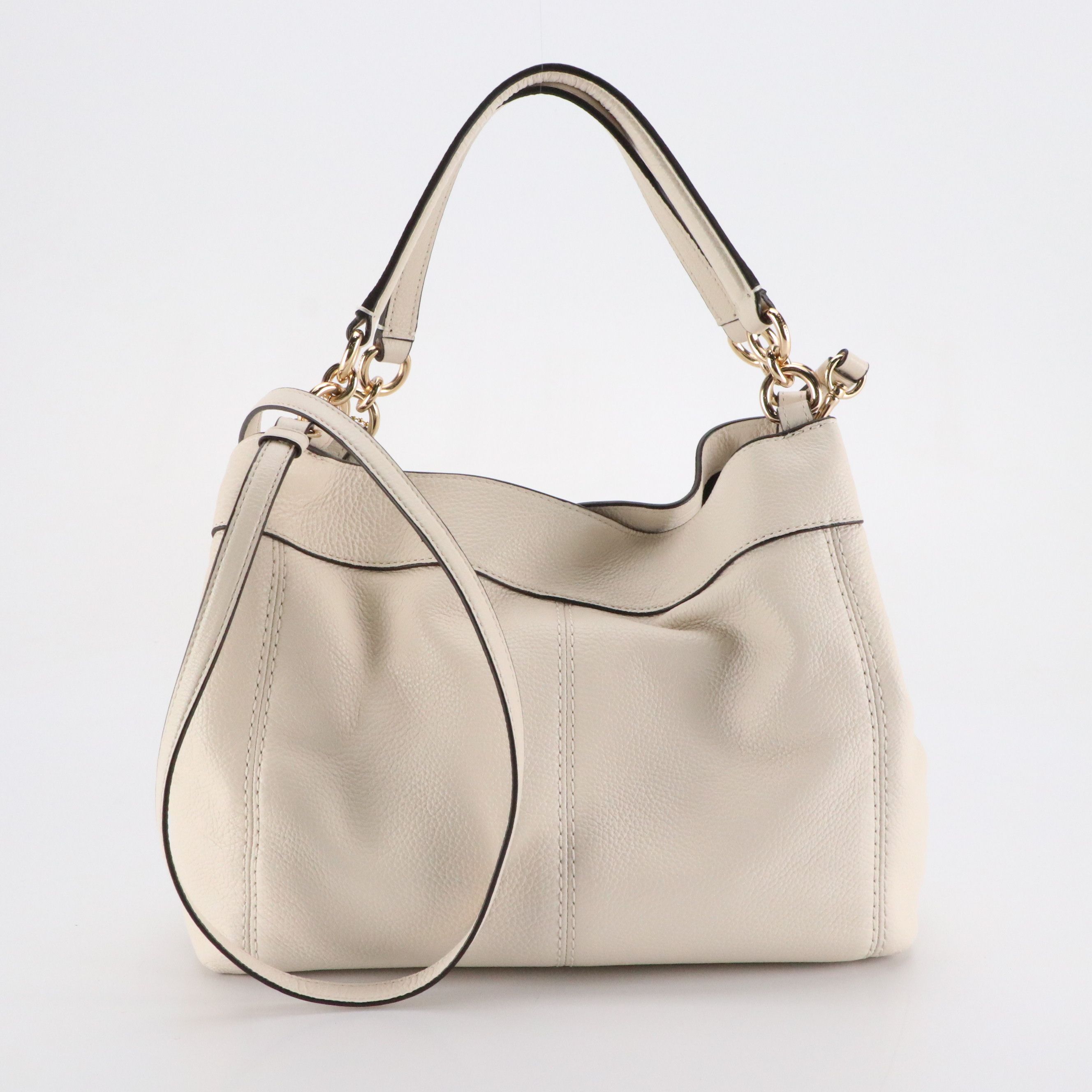 Coach Small Lexy Satchel F23537 in Chalk Pebbled Leather