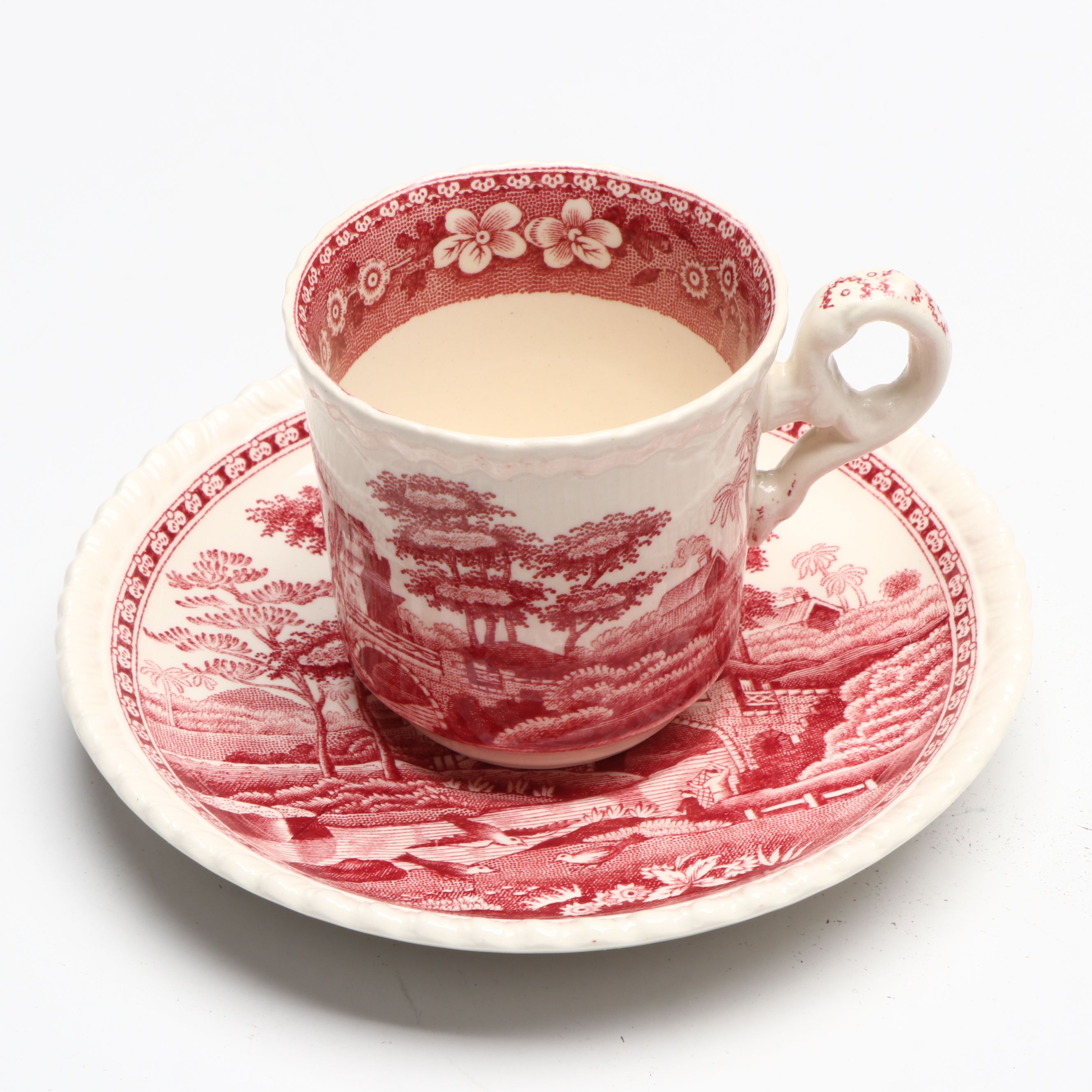 Copeland Spode "Tower" Pink Transferware Plates, Coffee Pot and More Serveware