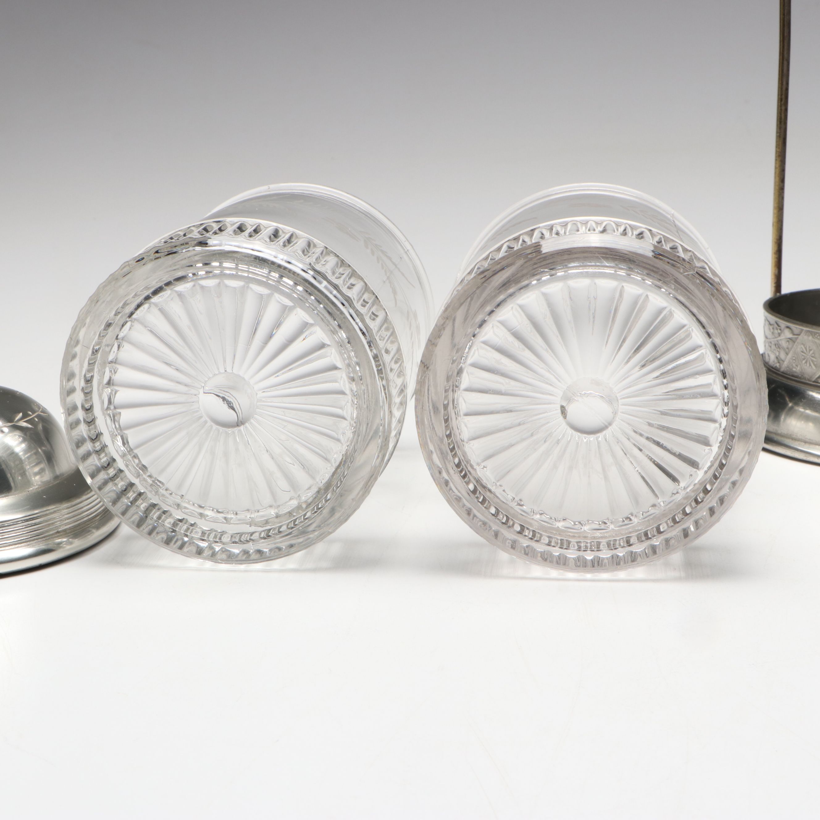 Vintage Victorian Style Etched Glass Double Pickle Castor