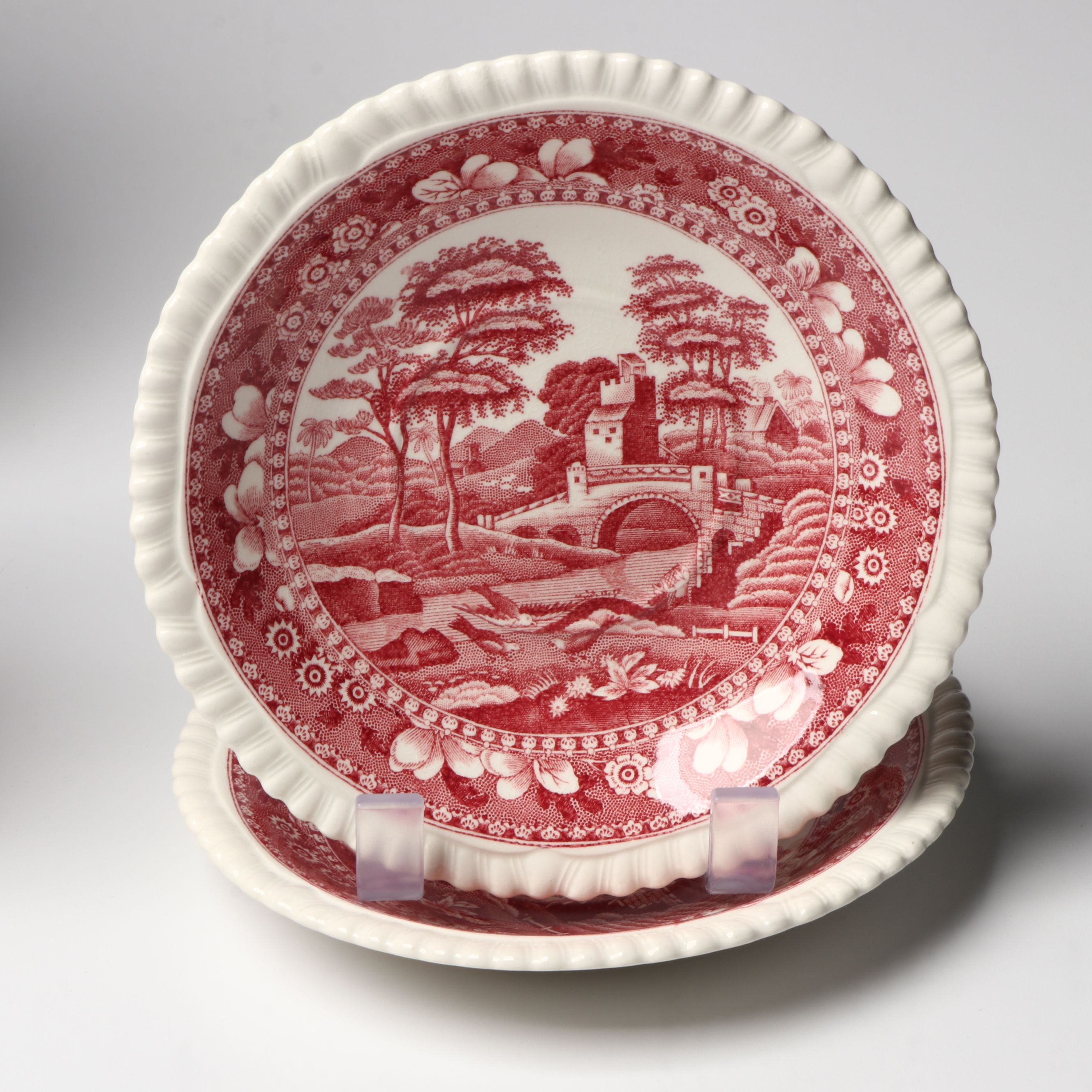 Copeland Spode "Tower" Pink Transferware Plates, Coffee Pot and More Serveware