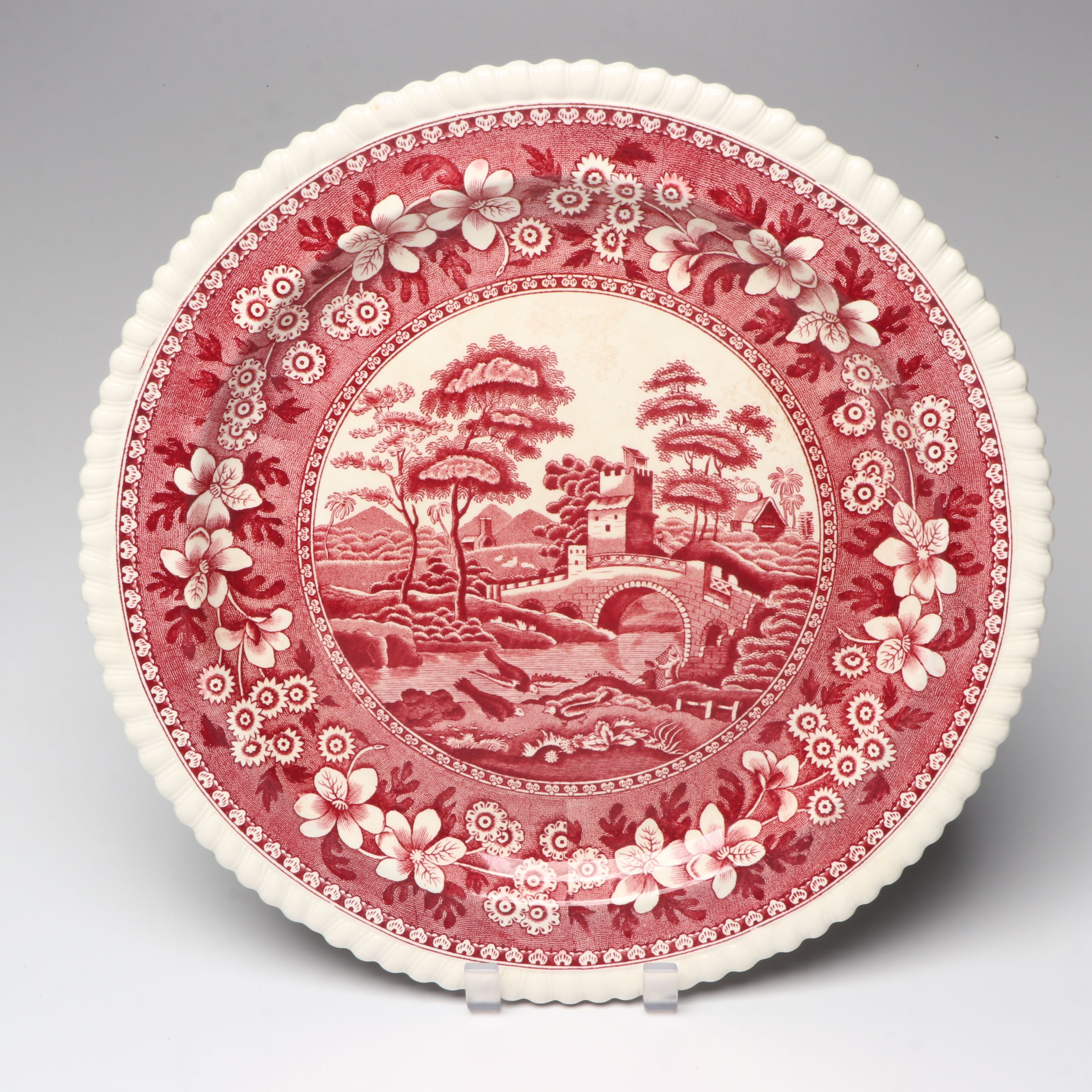 Copeland Spode "Tower" Pink Transferware Plates, Coffee Pot and More Serveware