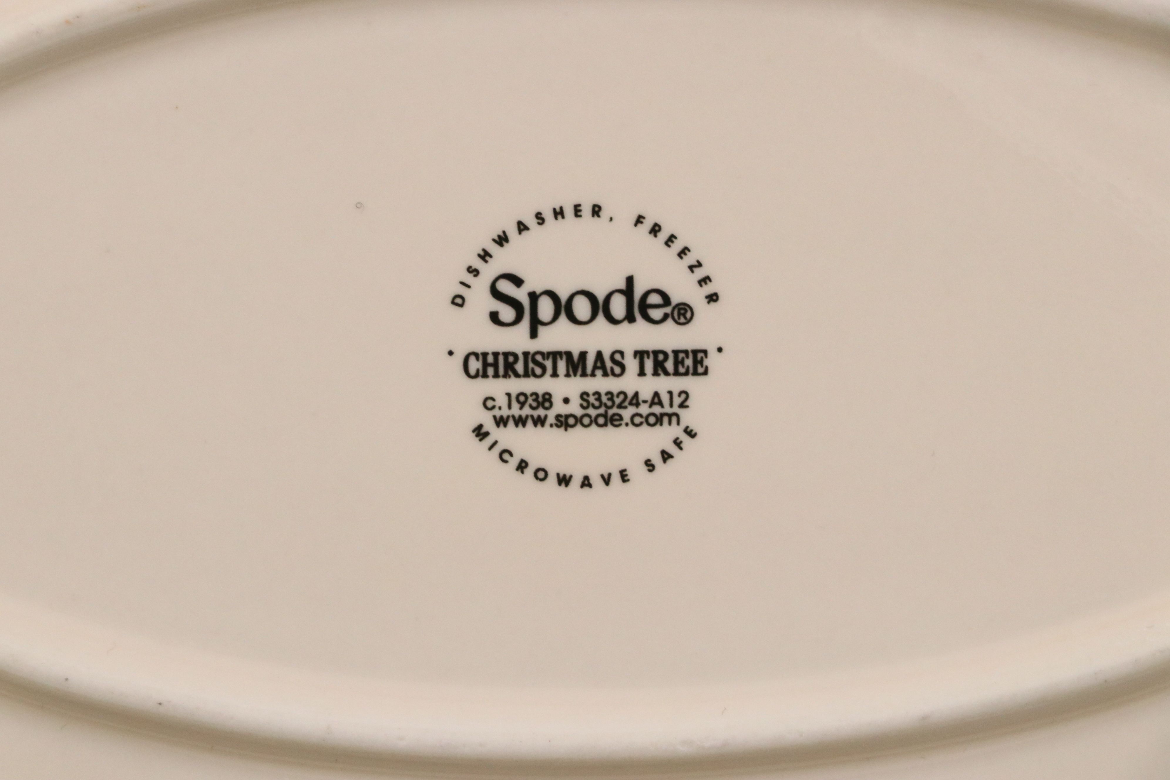 Spode "Christmas Tree" Ceramic Dinnerware with Wine Glasses and Cups