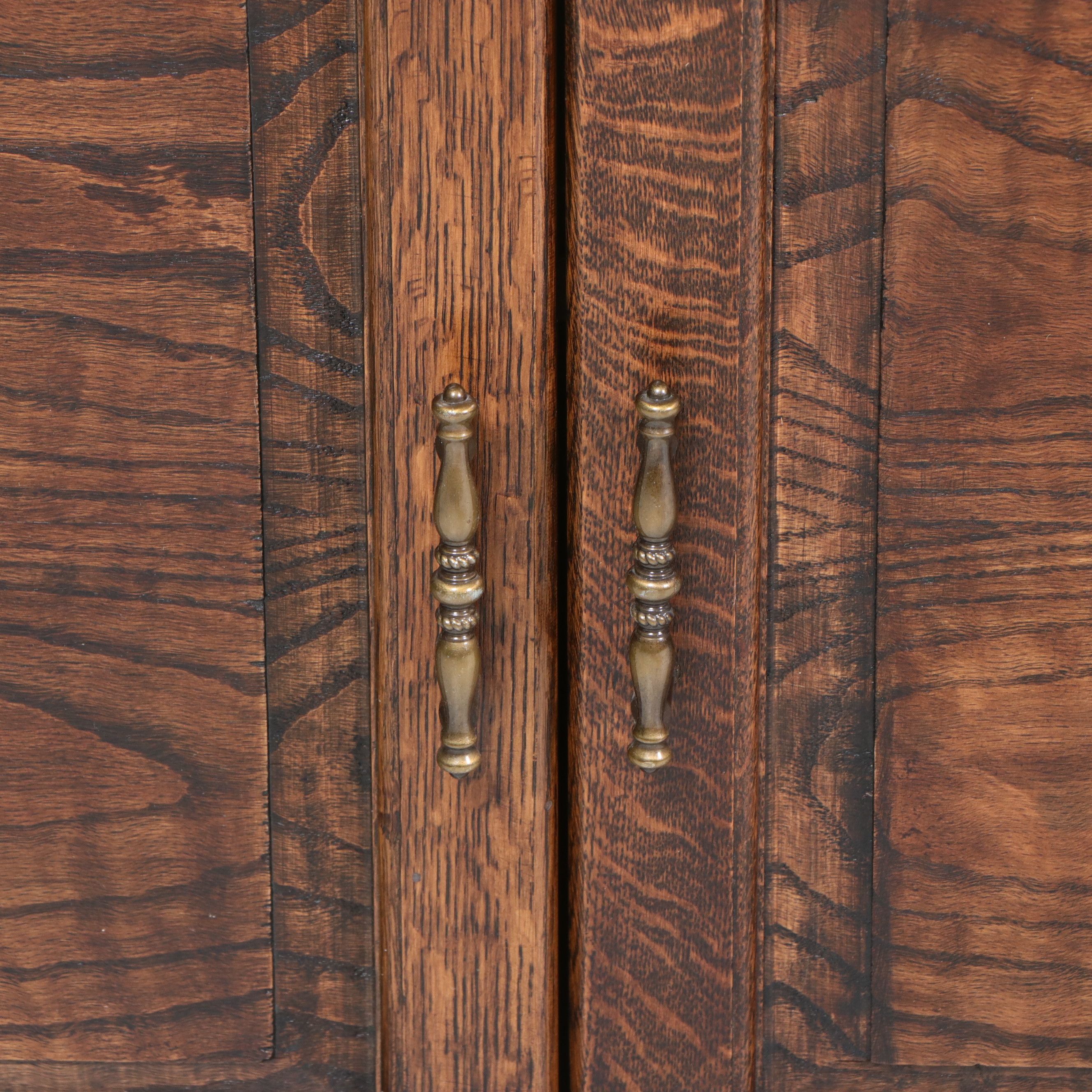 Federal Style Oak China Cabinet, Late 20th Century