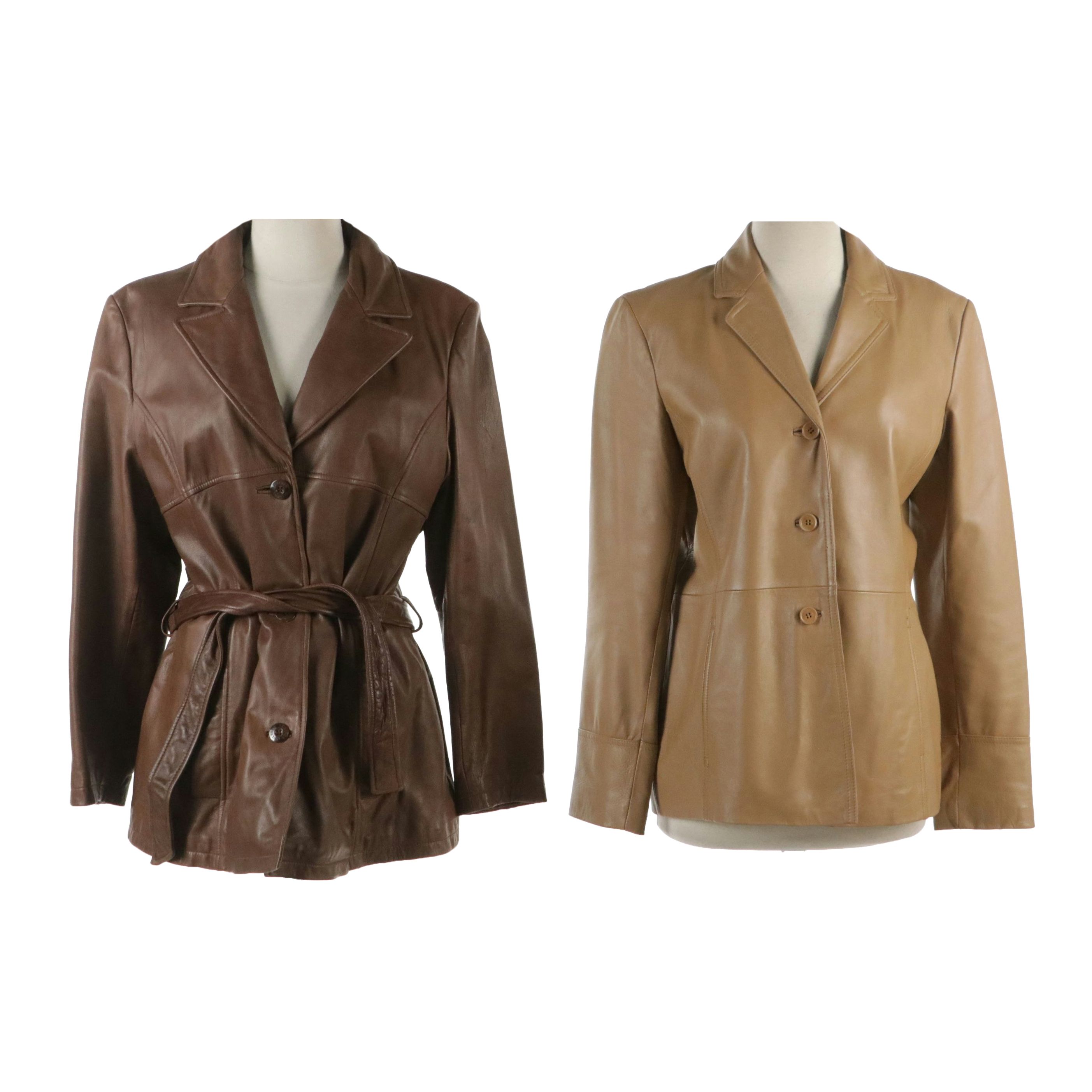 Wilsons Leather Mocha Brown Belted Leather Coat, Kenneth Cole Reaction Jacket