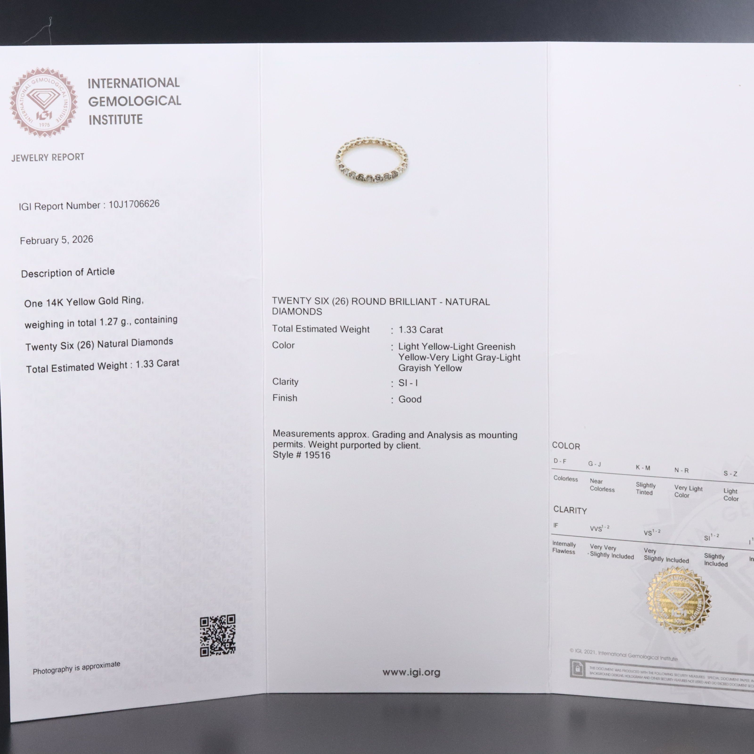 14K 1.33 CTW Fancy Diamond Eternity Band with IGI Jewelry Report