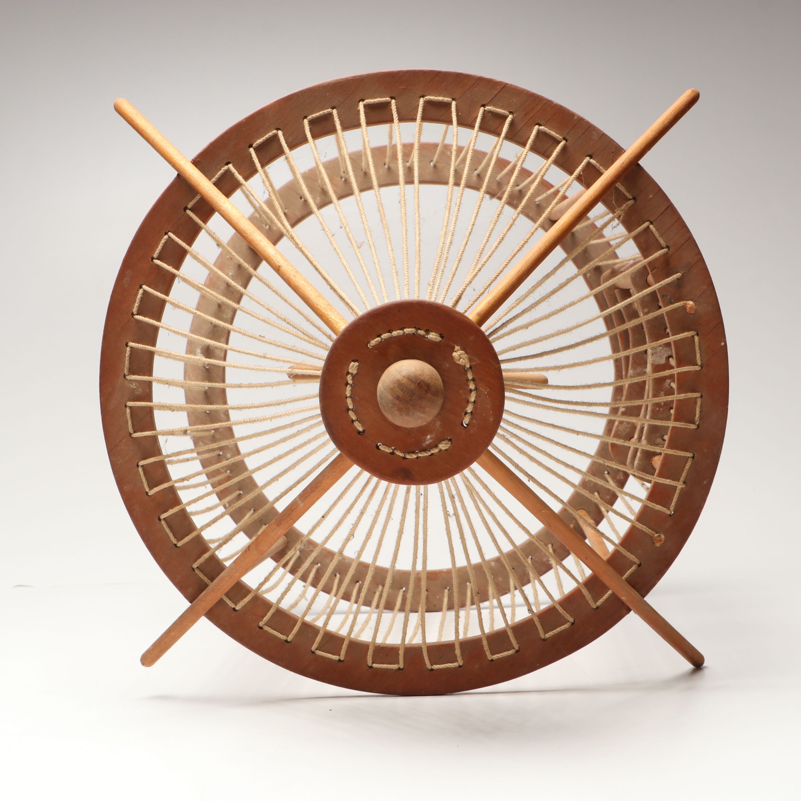 Alpine Souvenir Pointed Hiking Stick with Polychrome Woven Box and Birdcage