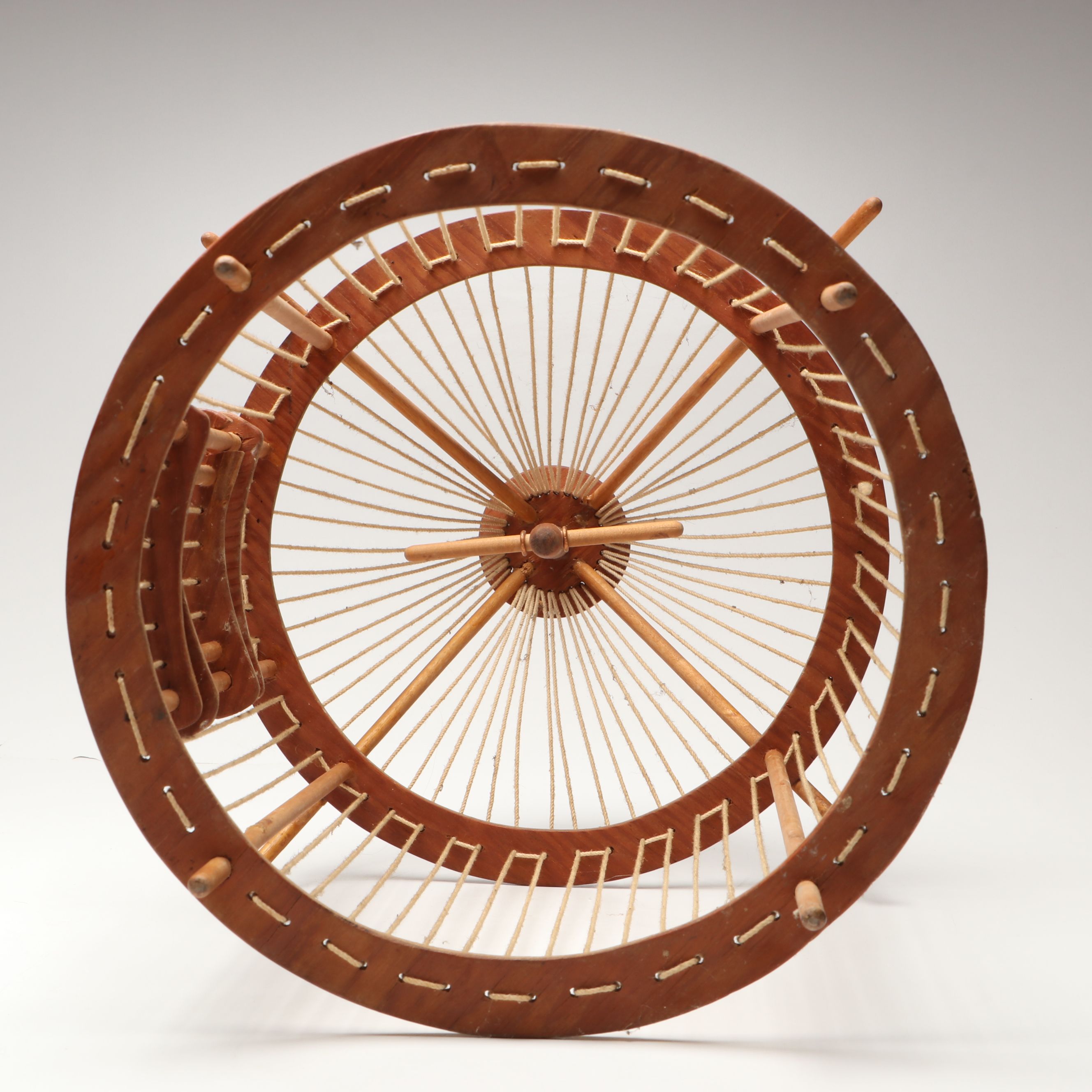 Alpine Souvenir Pointed Hiking Stick with Polychrome Woven Box and Birdcage