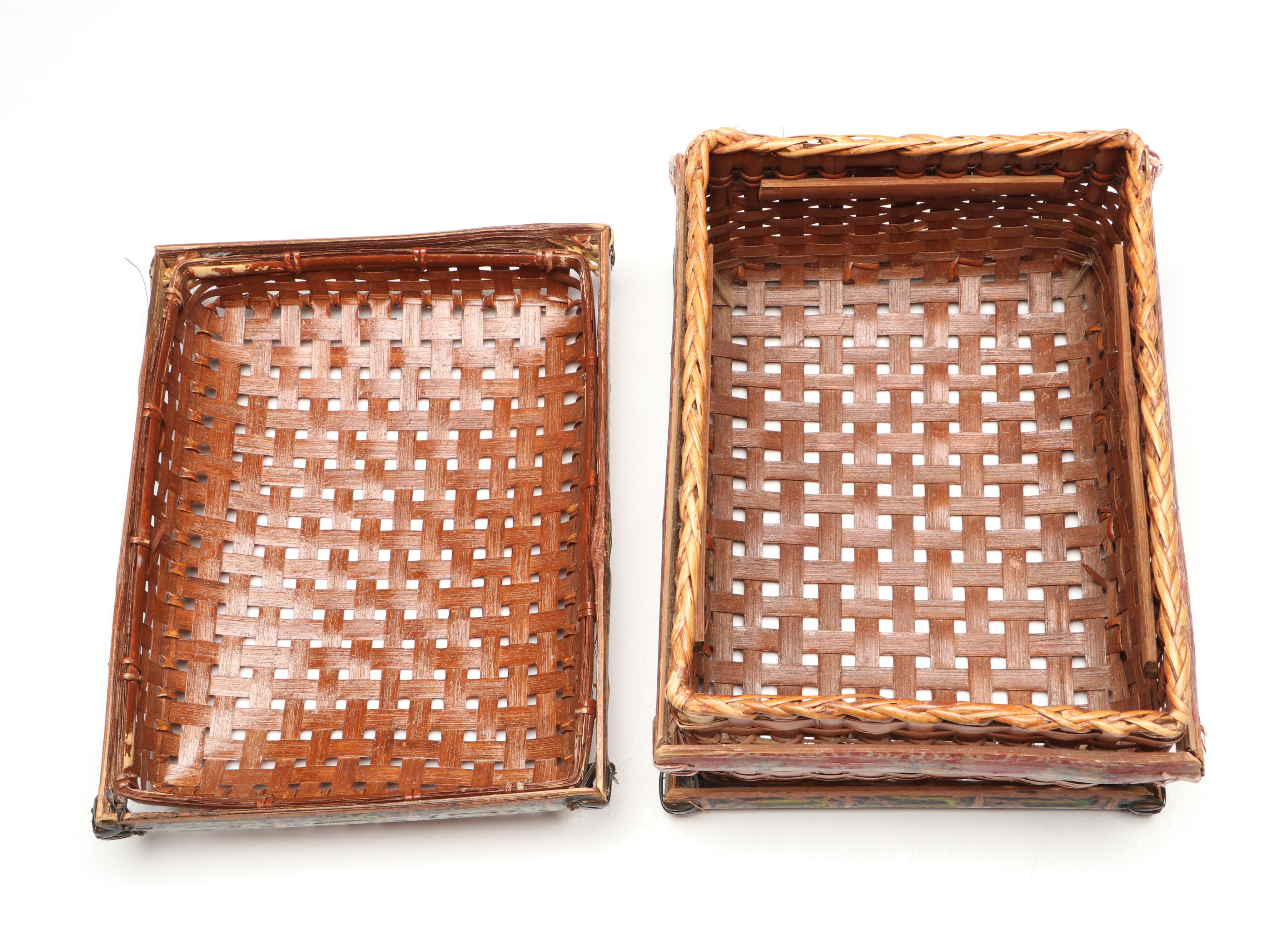 Alpine Souvenir Pointed Hiking Stick with Polychrome Woven Box and Birdcage